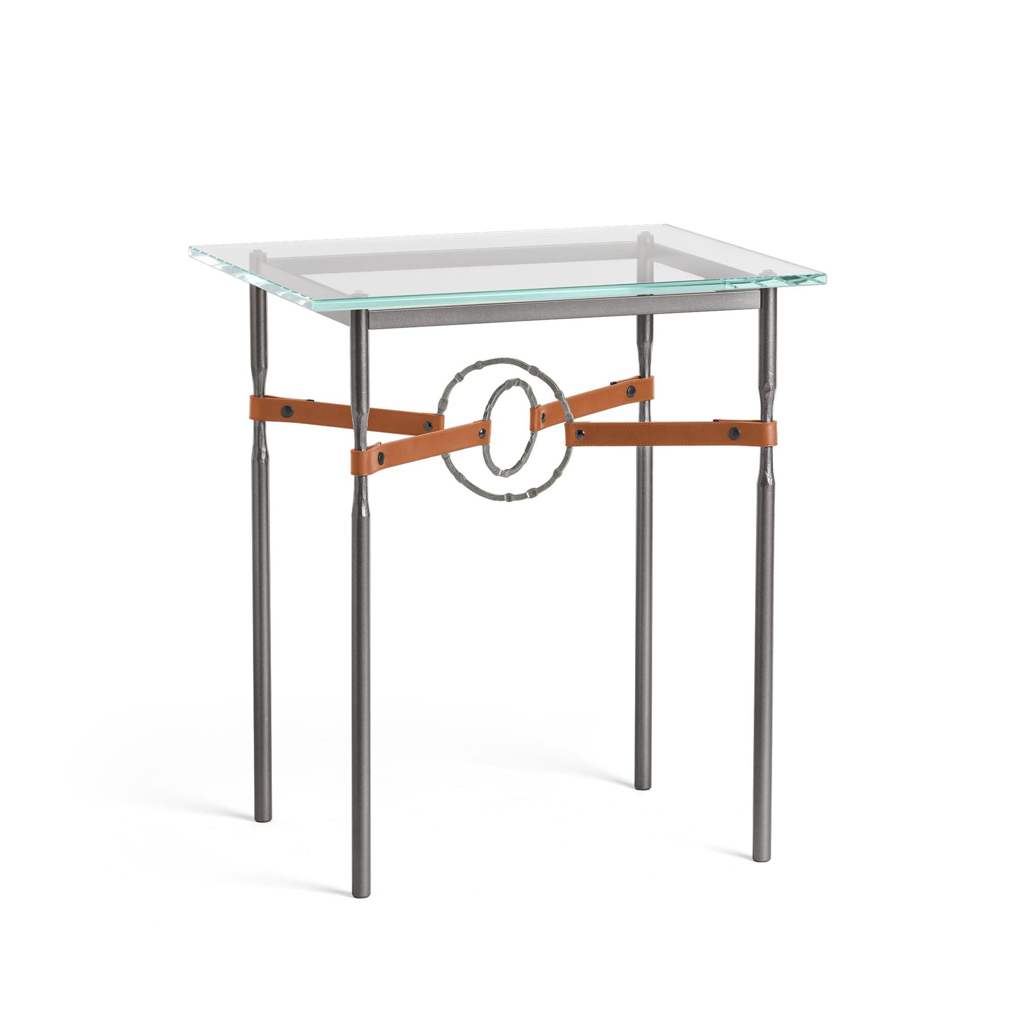 Shown in Dark Smoke finish and Natural Iron with Leather Chestnut  accent