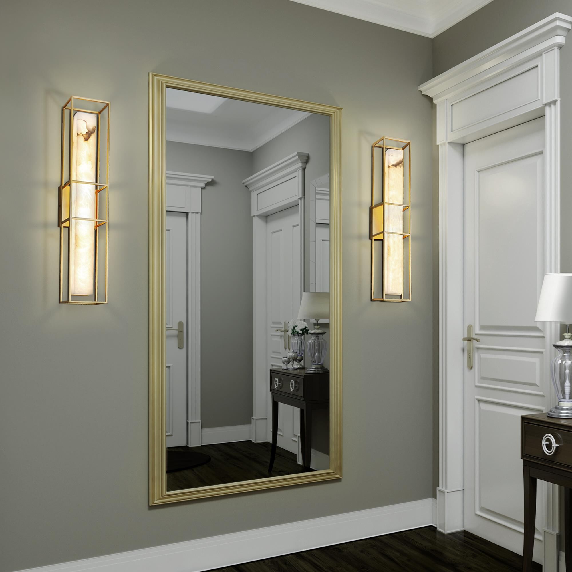 Shown in Gold finish and White Alabaster shade