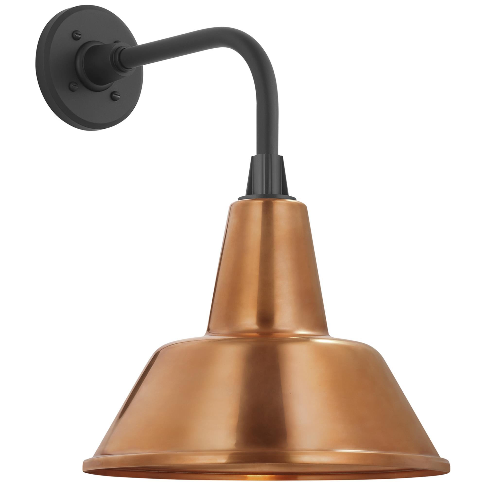 Shown in Matte Black finish and Soft Copper Bowers shade