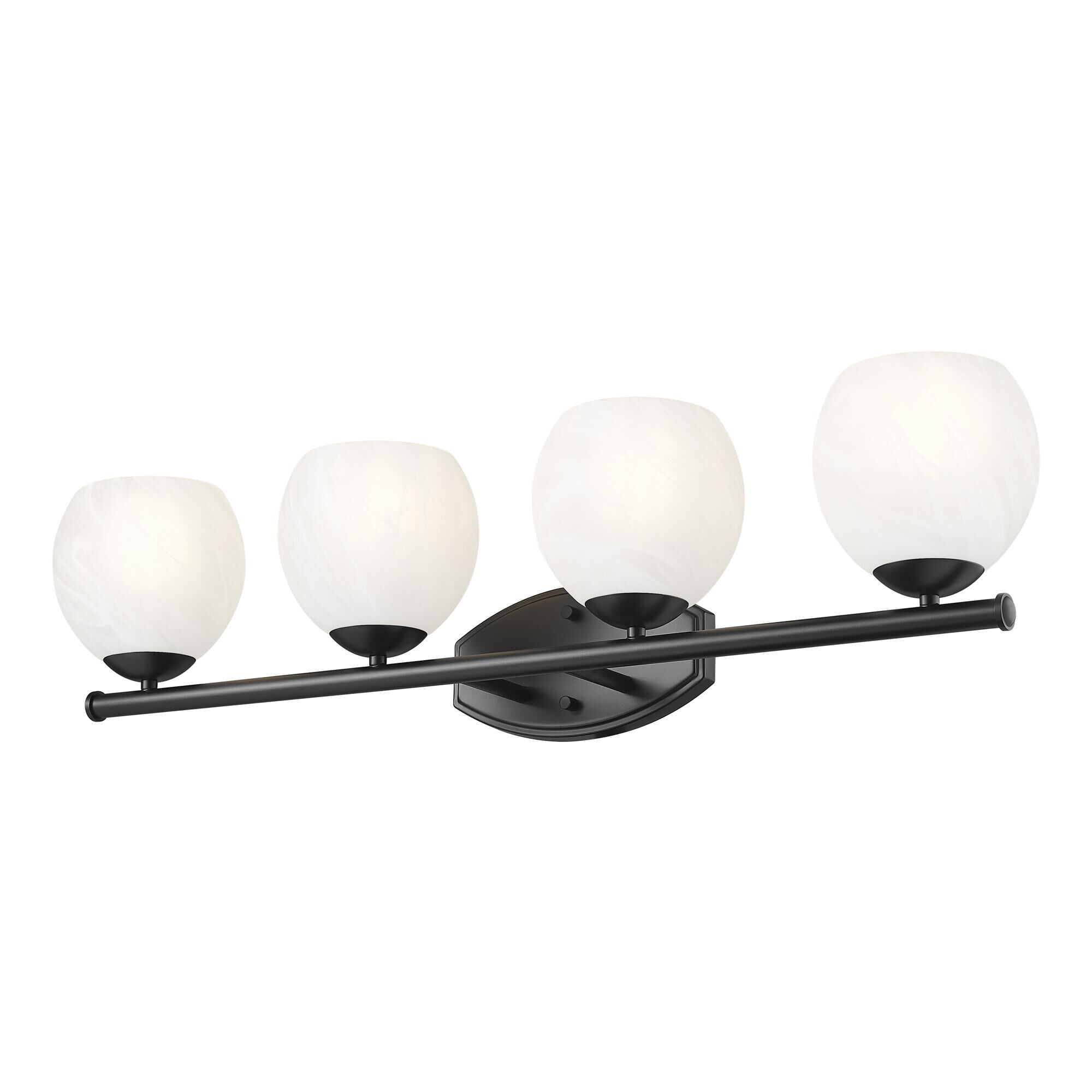 Shown in Matte Black finish and Feathered White glass