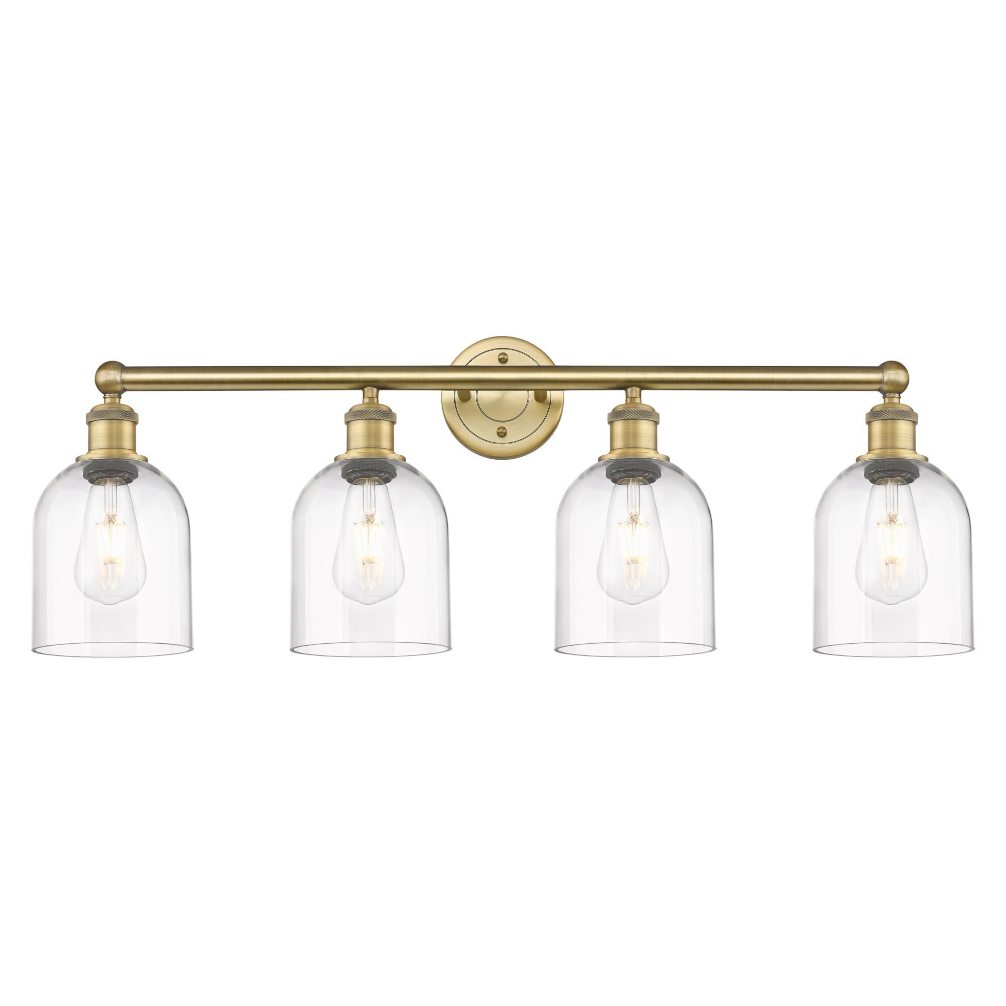 Shown in Brushed Brass finish and Clear glass