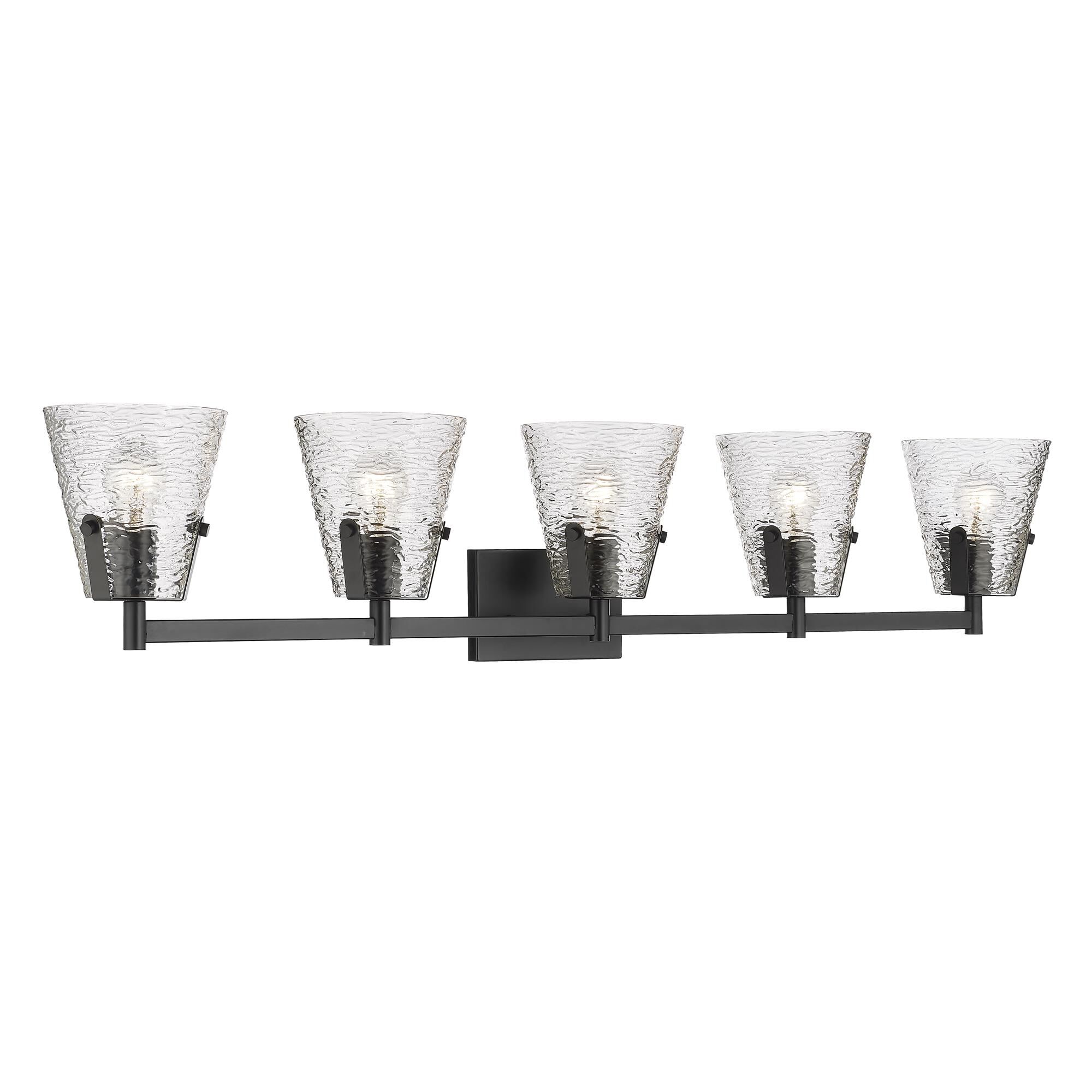 Shown in Matte Black finish and Clear Ribbed glass