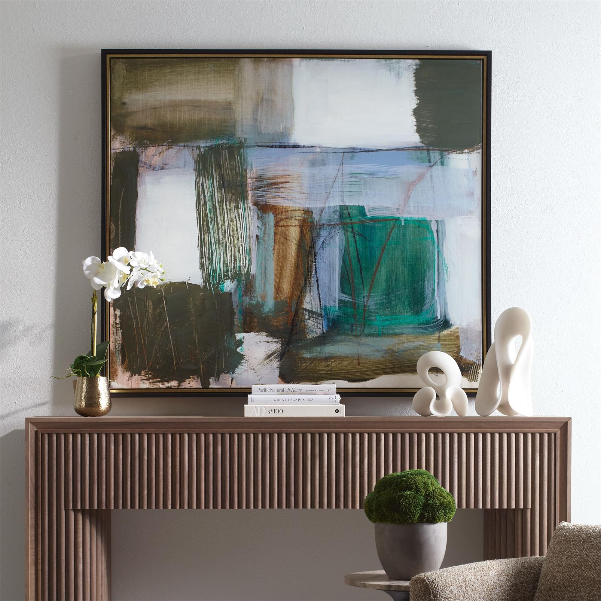 Uttermost Green Fields Framed Abstract Canvas Painting by Uttermost