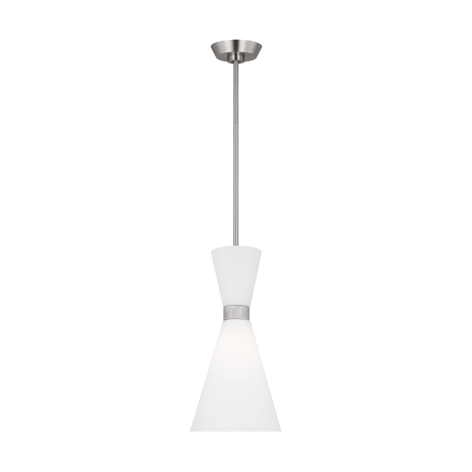 Shown in Brushed Steel finish and Etched White Glass s shade