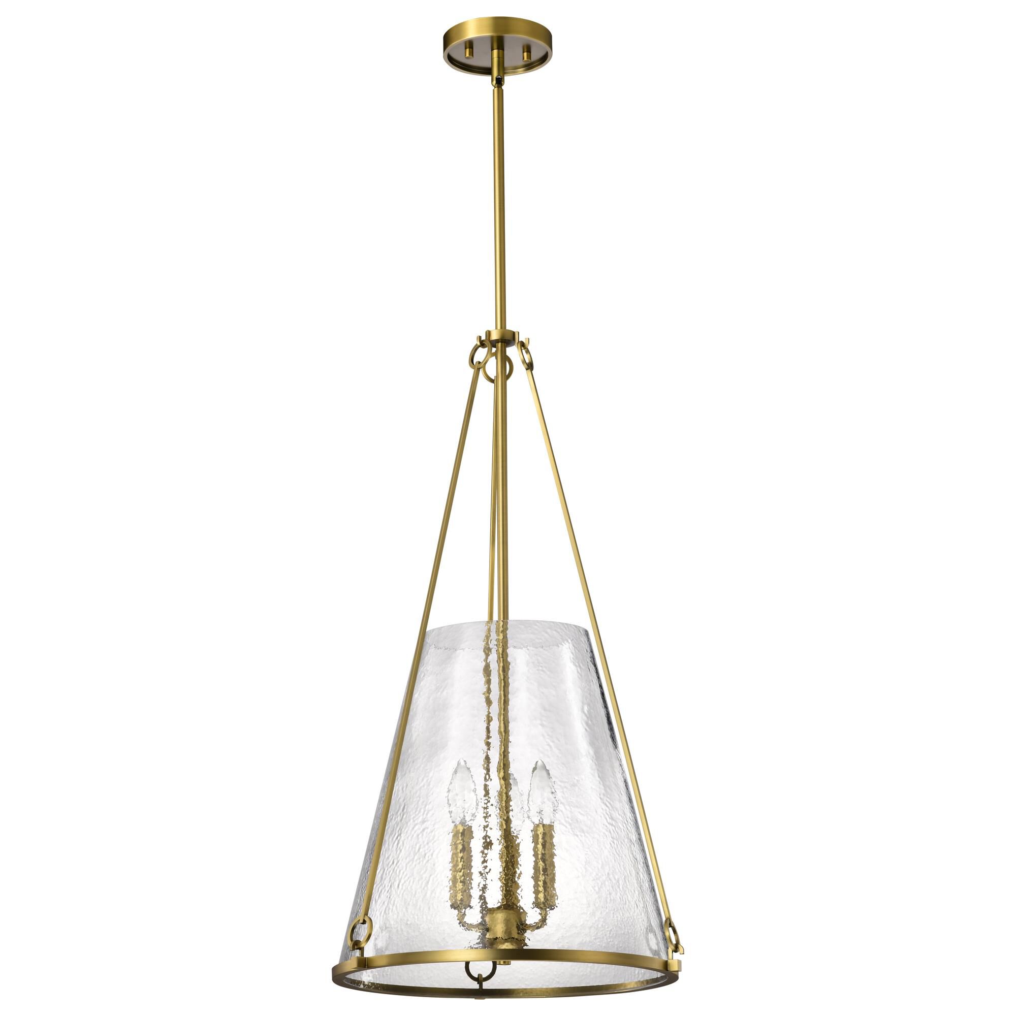 Shown in Vintage Brass finish and Hammered glass and Hammered shade