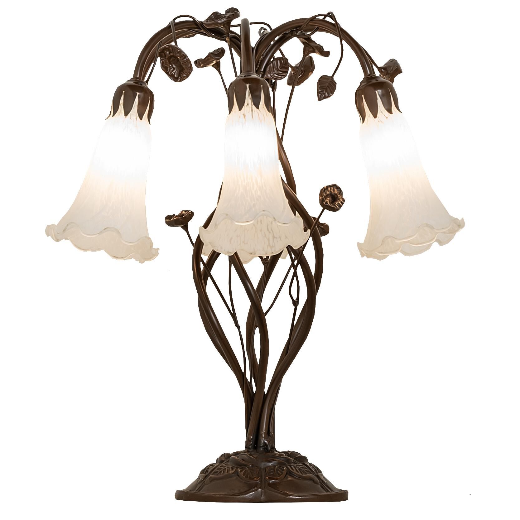 Shown in Mahogany Bronze finish and White glass