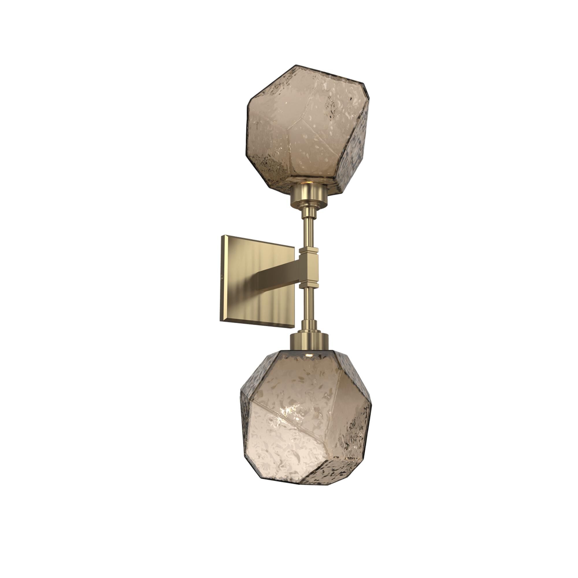 Shown in Heritage Brass finish and Bronze Blown glass