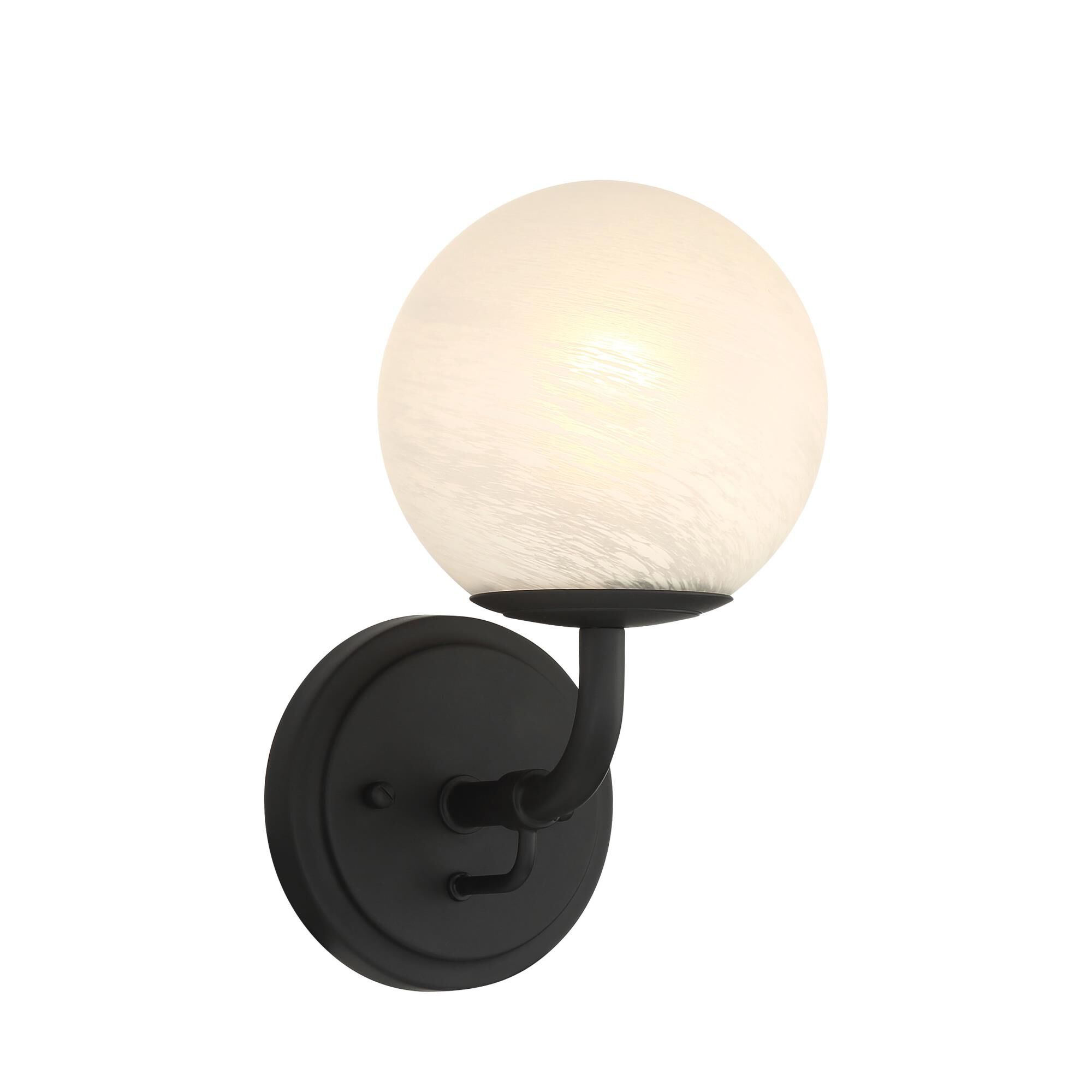 Shown in Dark Matte Black finish and White glass and Etched Alabaster Glass shade