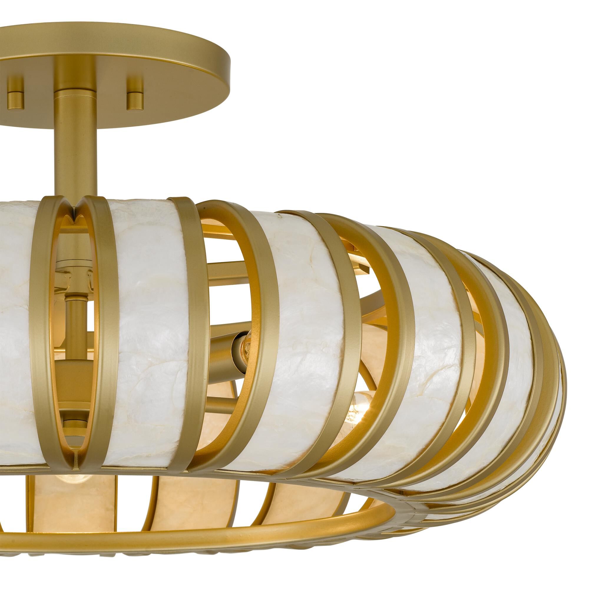 Shown in Soft Gold finish and Capiz Shell shade