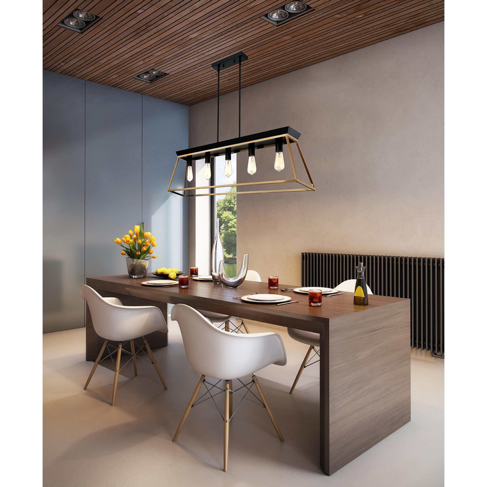 Eglo Paulino 38 Inch 5 Light Linear Suspension Light by Eglo Lighting
