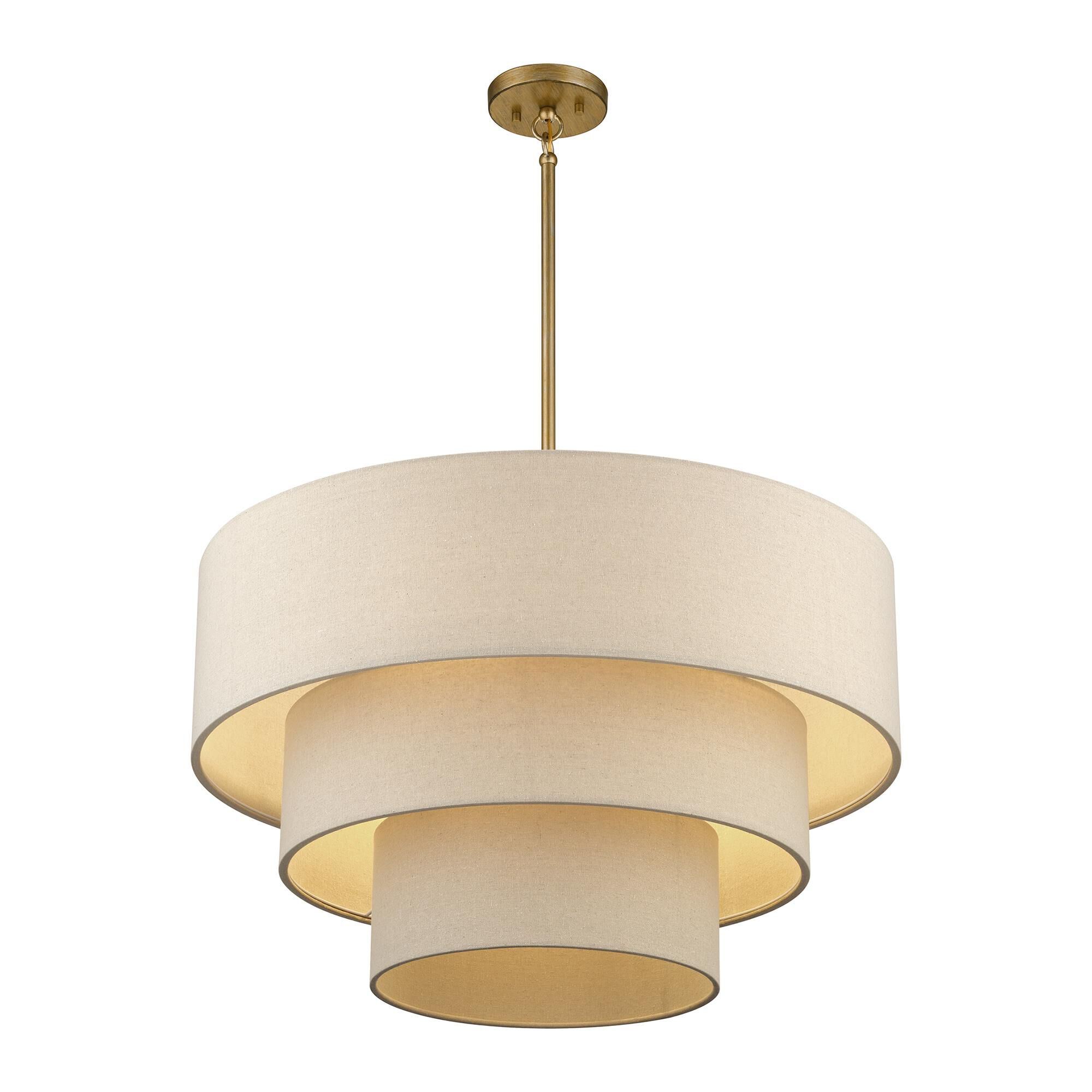 Shown in Antique Gold Leaf finish and Hand Crafted Parchment Color Hardback Fabric shade