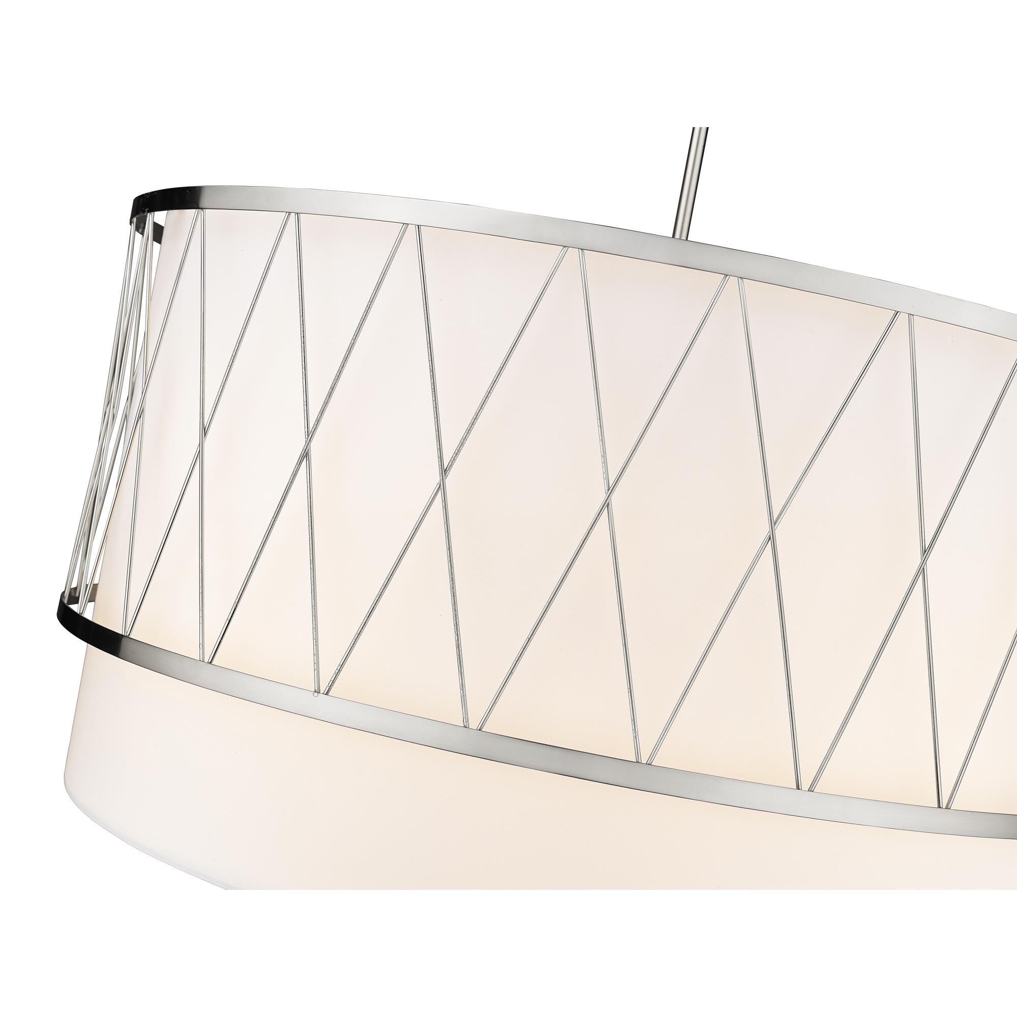 Shown in Brushed Nickel finish and White glass and White shade