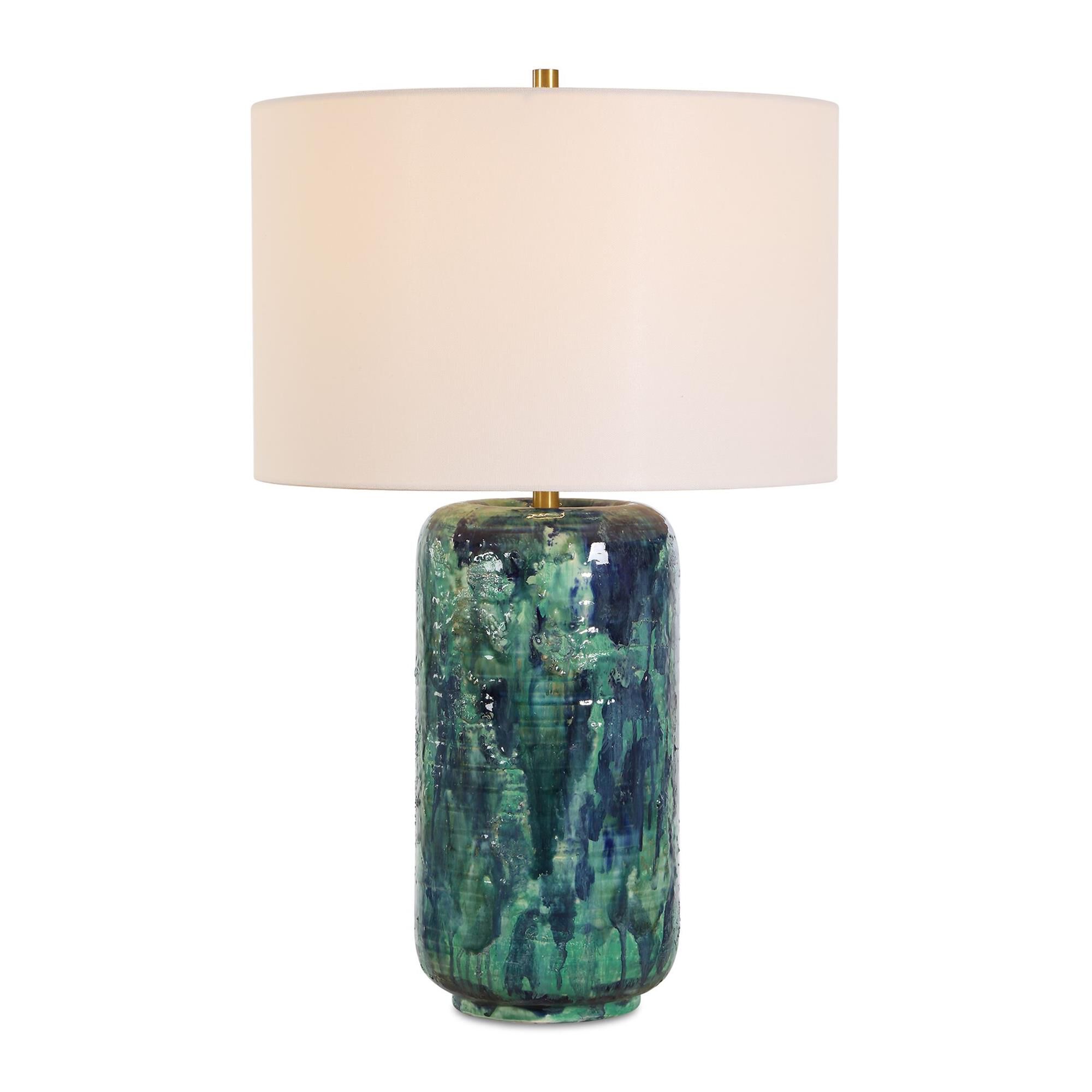 Shown in Blue, Green finish and Round Drum Hardback shade