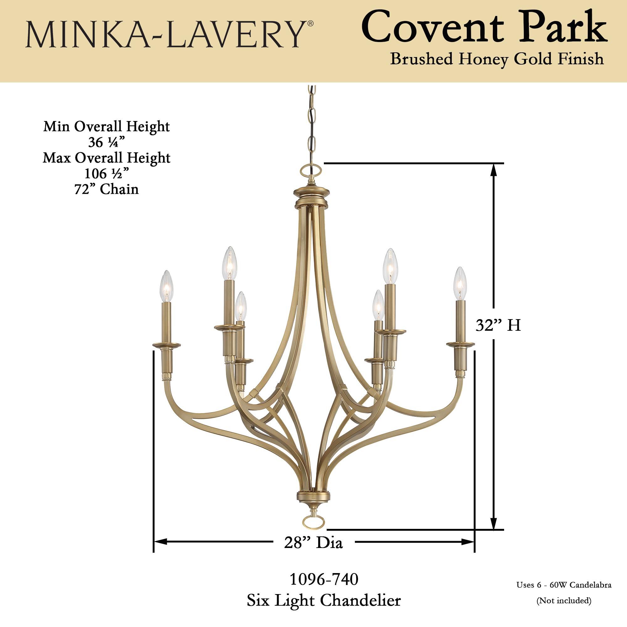 Covent Park 28 Inch 6 Light Chandelier by Minka Lavery