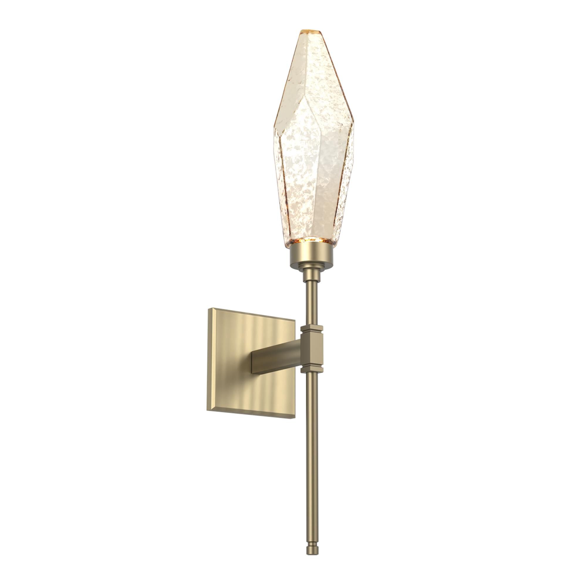 Shown in Novel Brass finish and Chilled Amber glass
