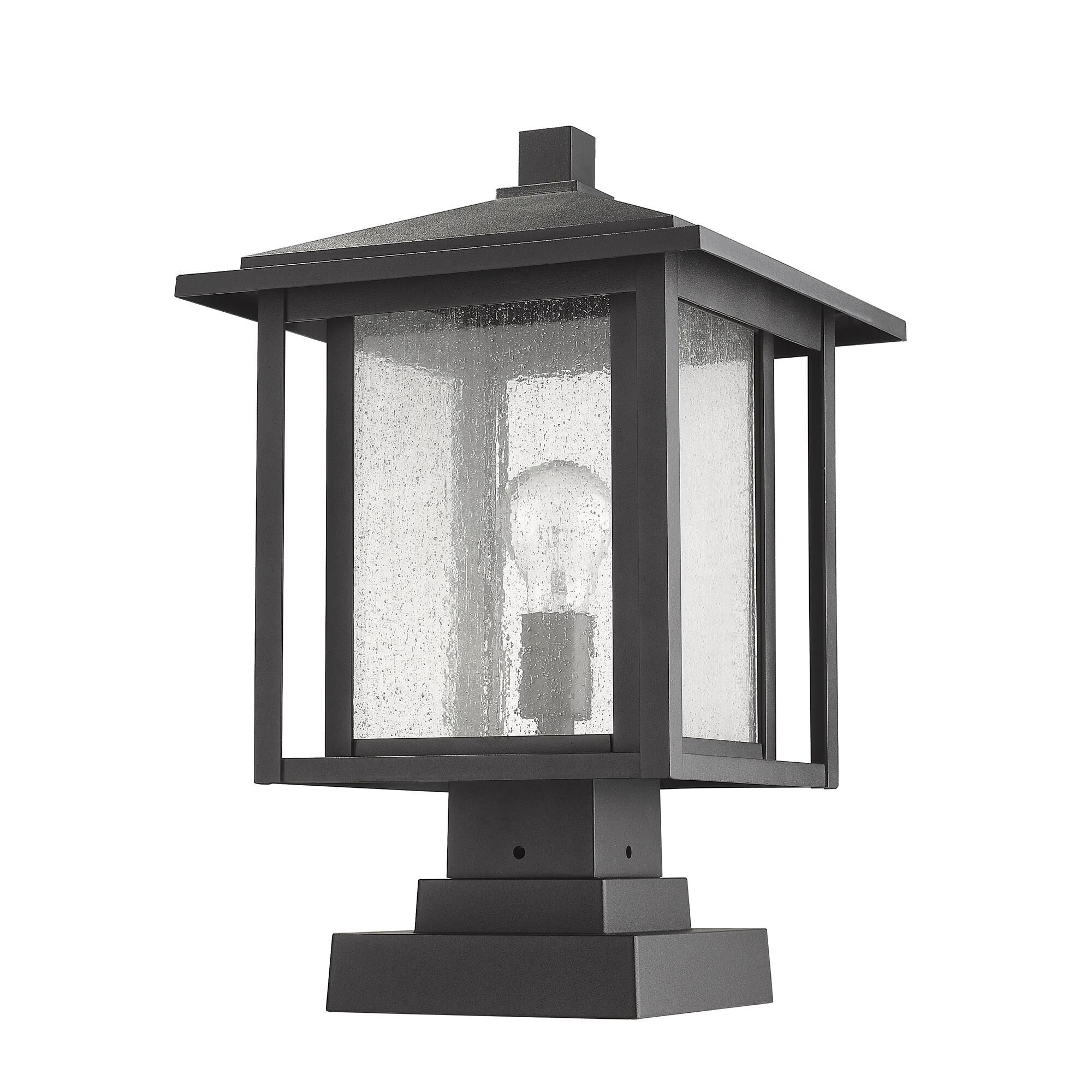 Shown in Black finish and Glass shade