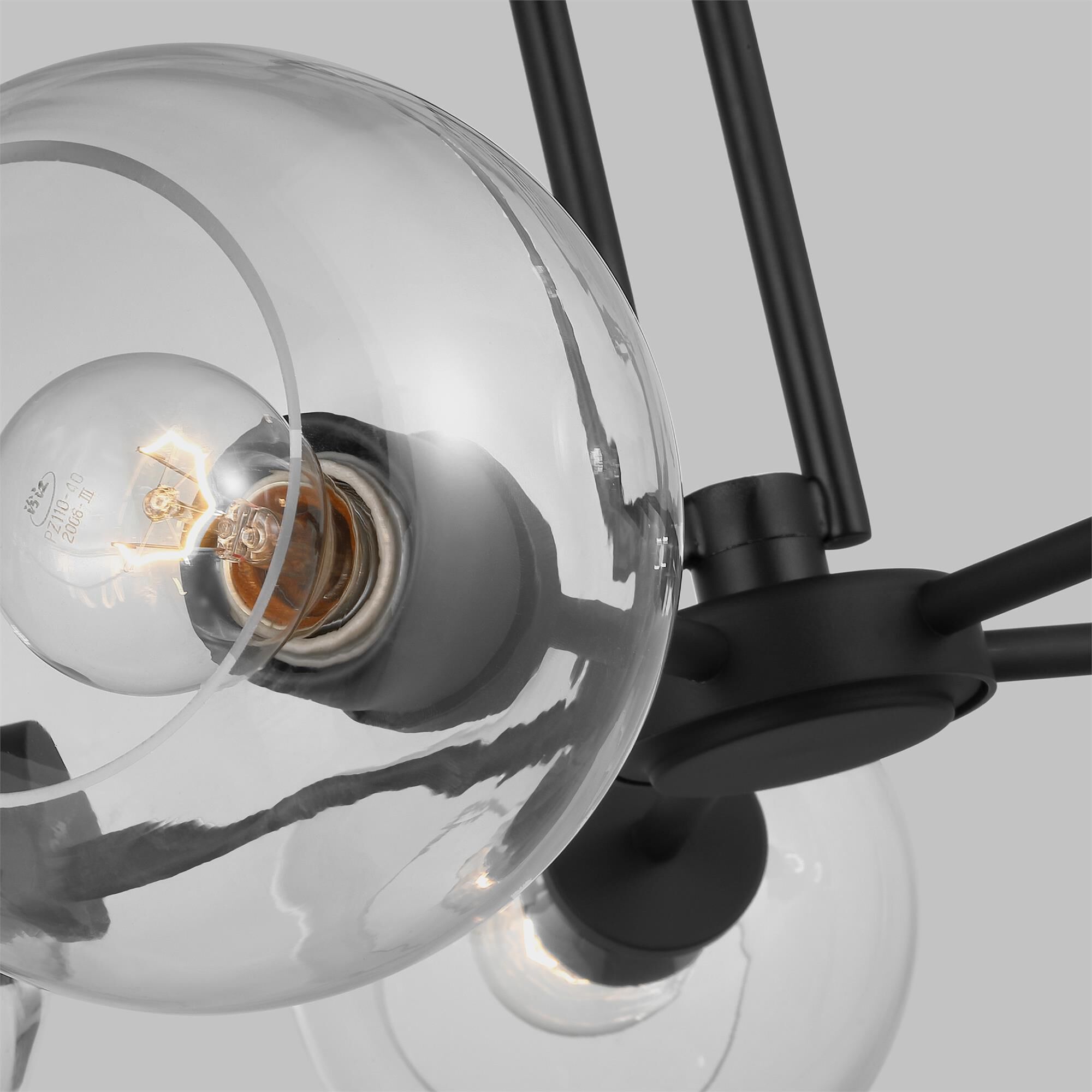 Shown in Midnight Black finish and Clear glass and Clear Glass s shade