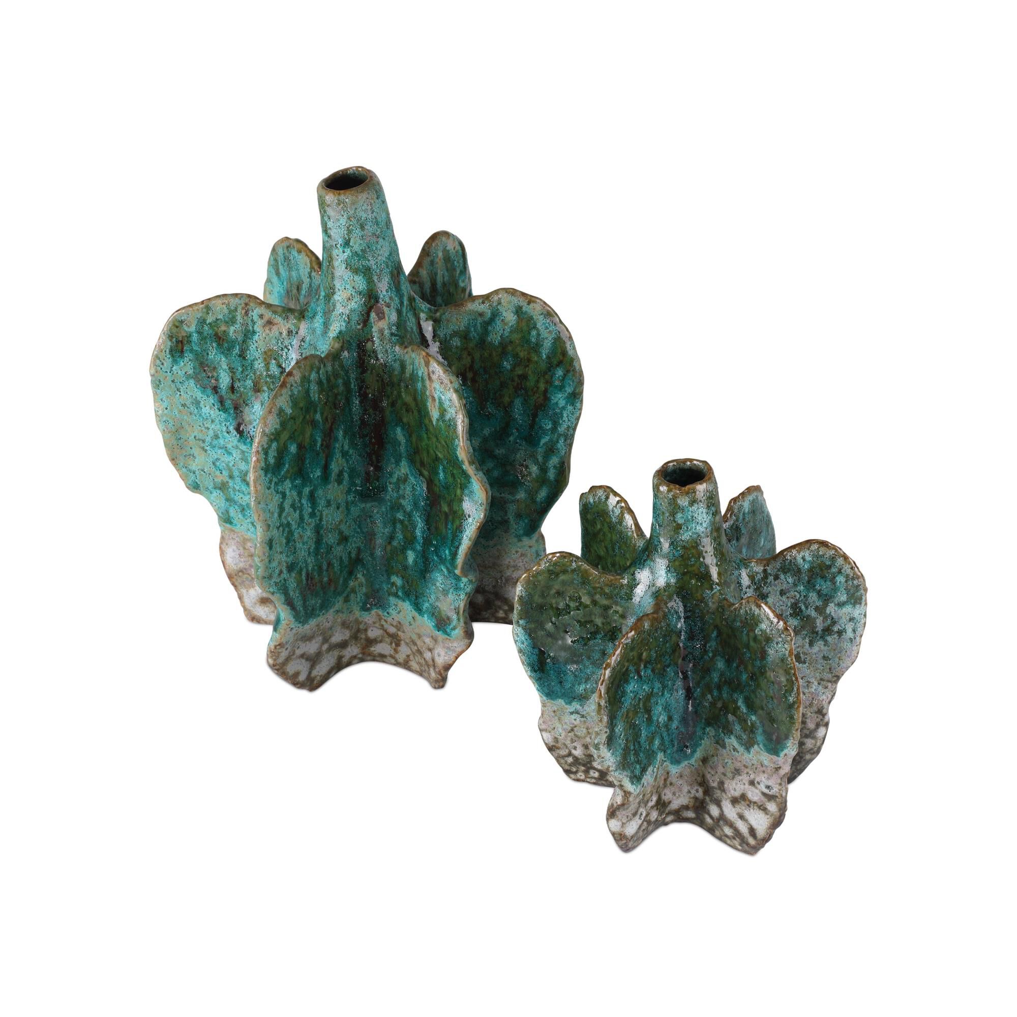 Shown in Turquoise and Brown finish