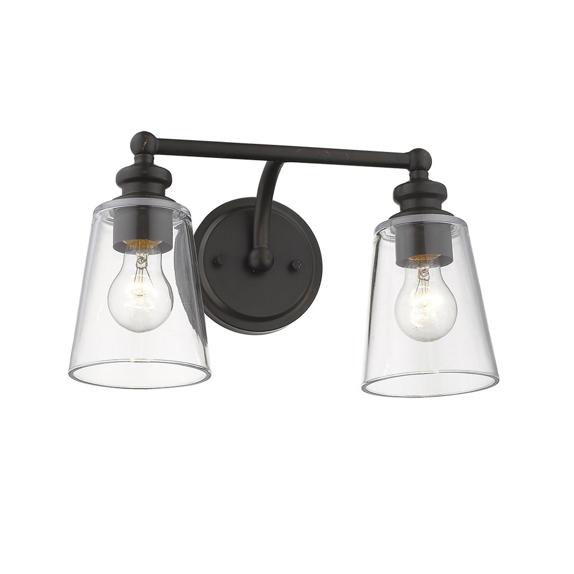 Shown in Oil-Rubbed Bronze finish and Clear glass and Clear, Cone Shaped Glass shade