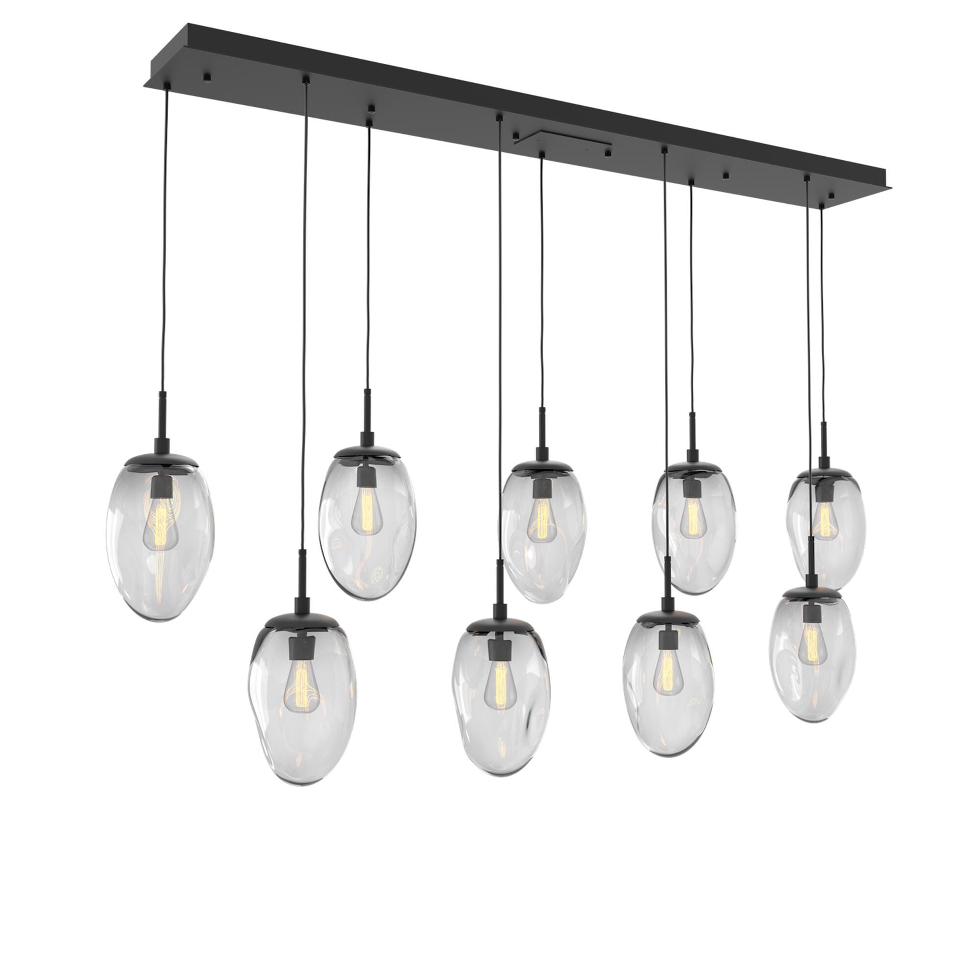 Shown in Matte Black finish and Blown Clear glass