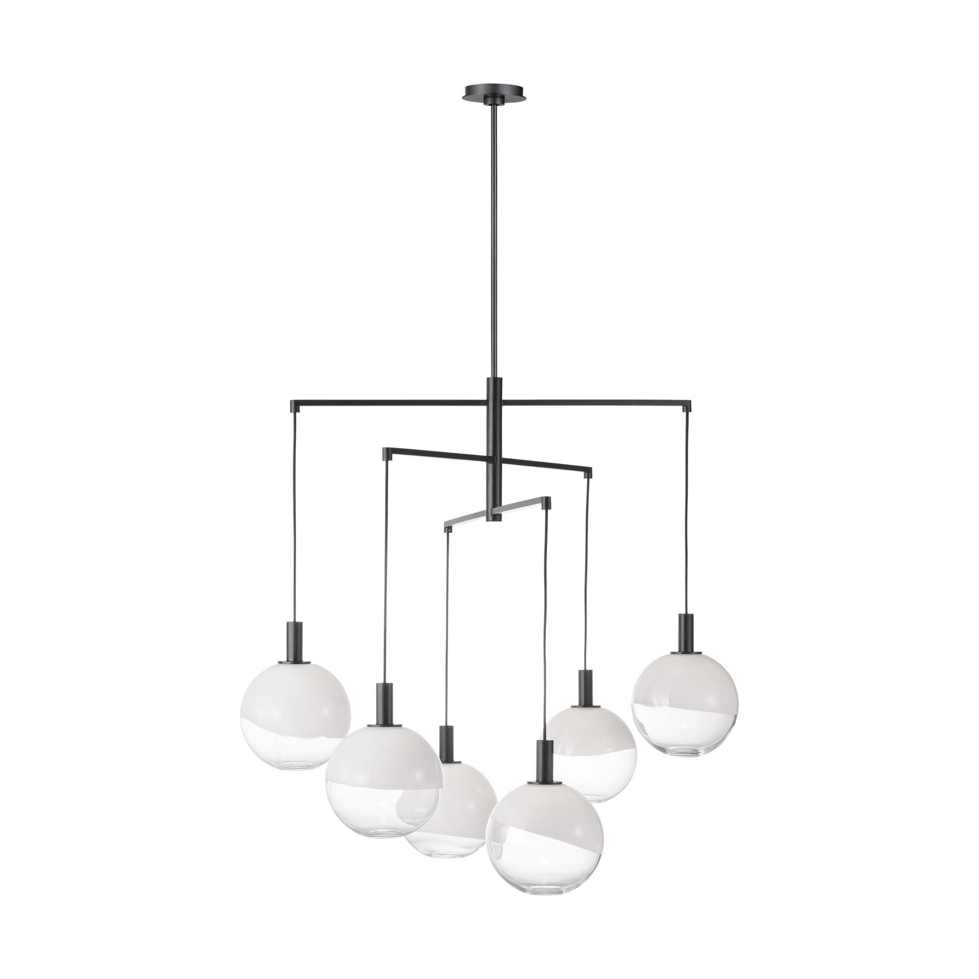 Shown in Aged Iron finish and Milk and Clear Mix glass