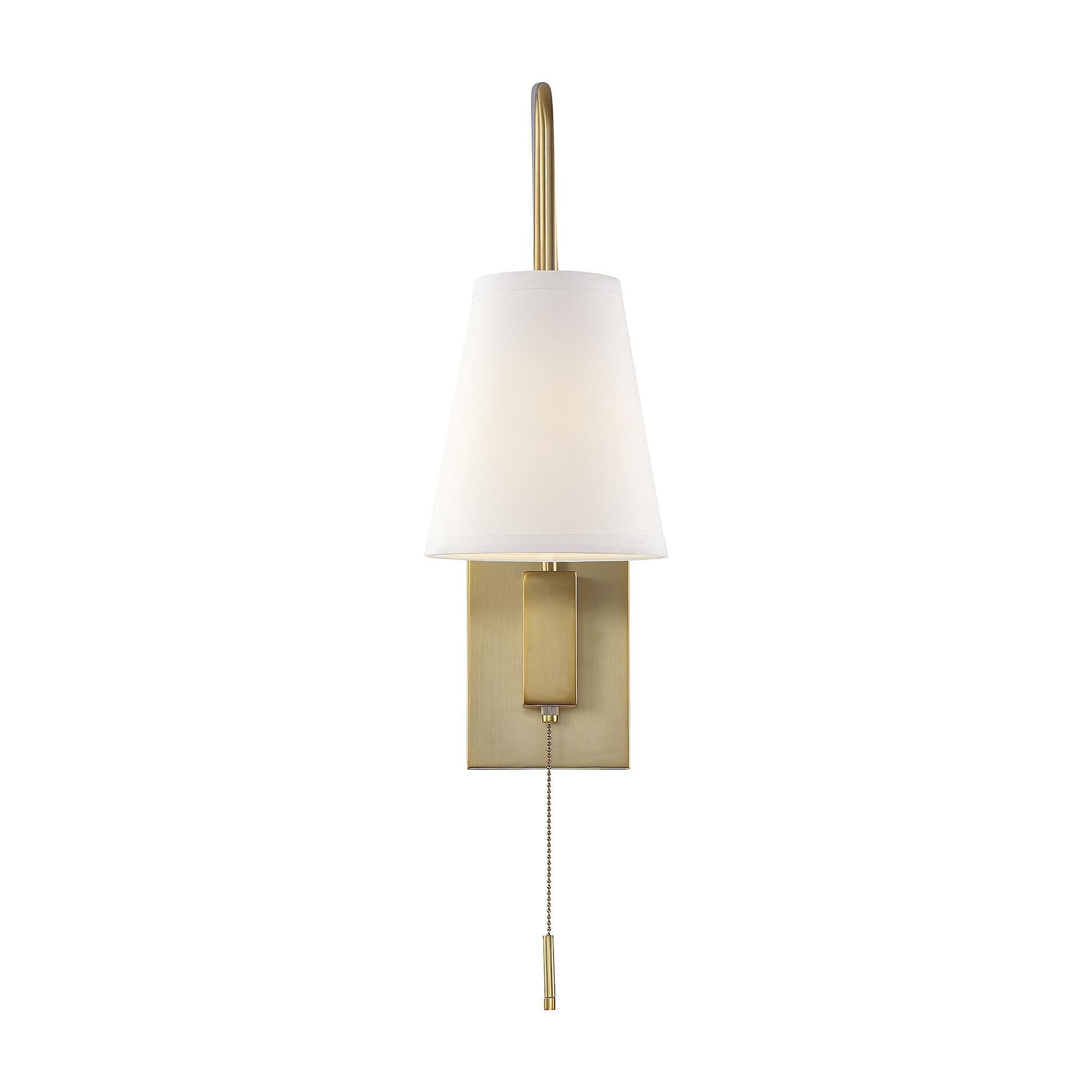 Shown in Warm Brass finish and White shade