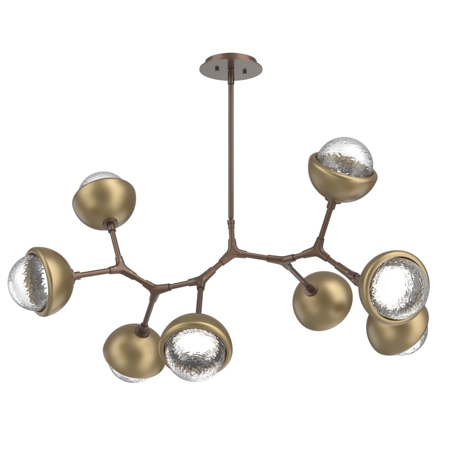Shown in Burnished Bronze finish and Clear glass and Gilded Brass accent