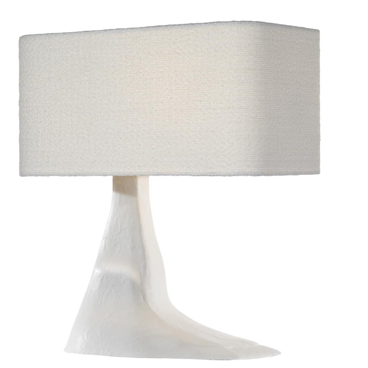 Shown in Plaster White finish and Boucle Rectangle shade