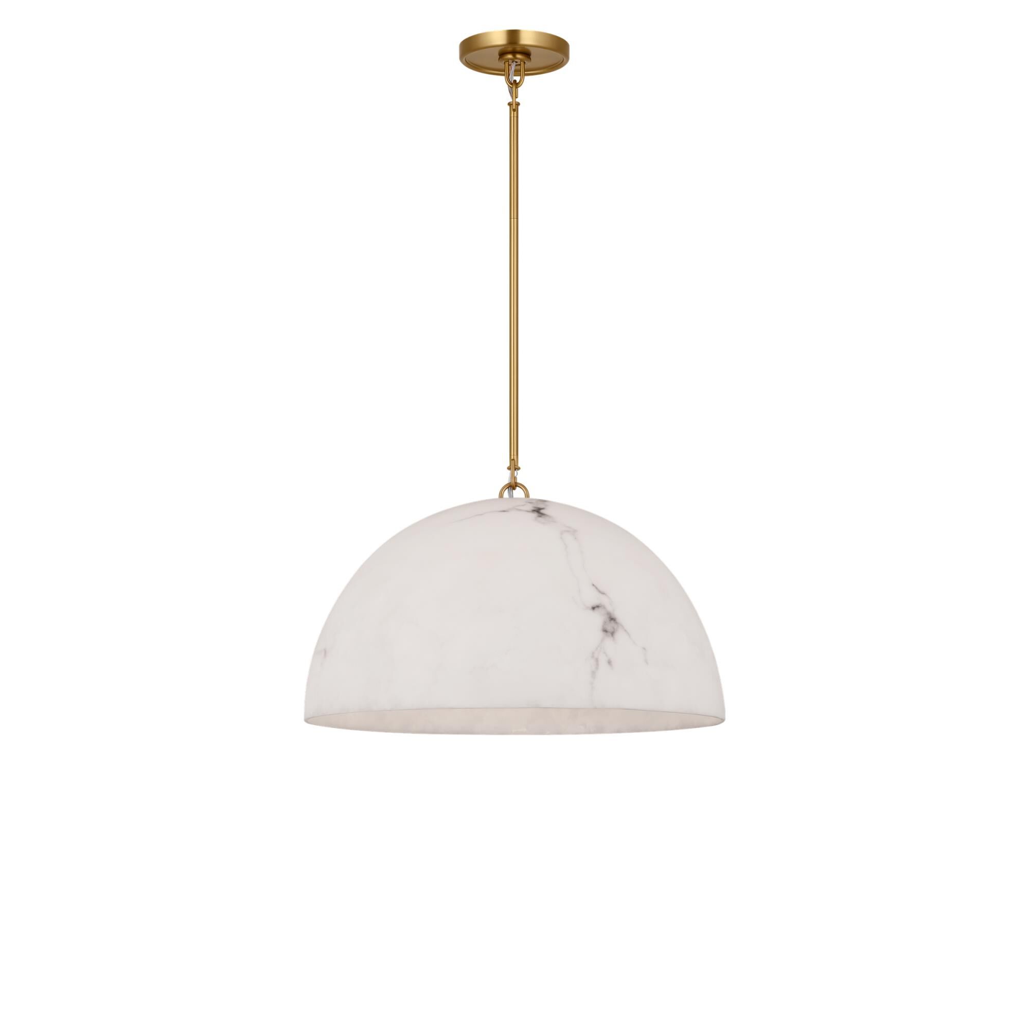 Shown in Burnished Brass finish and Faux Alabaster Resin shade