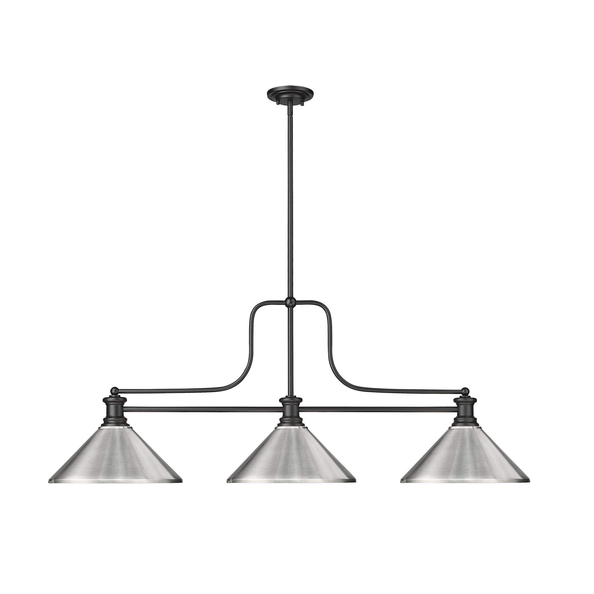 Shown in Matte Black finish and Brushed Nickel shade