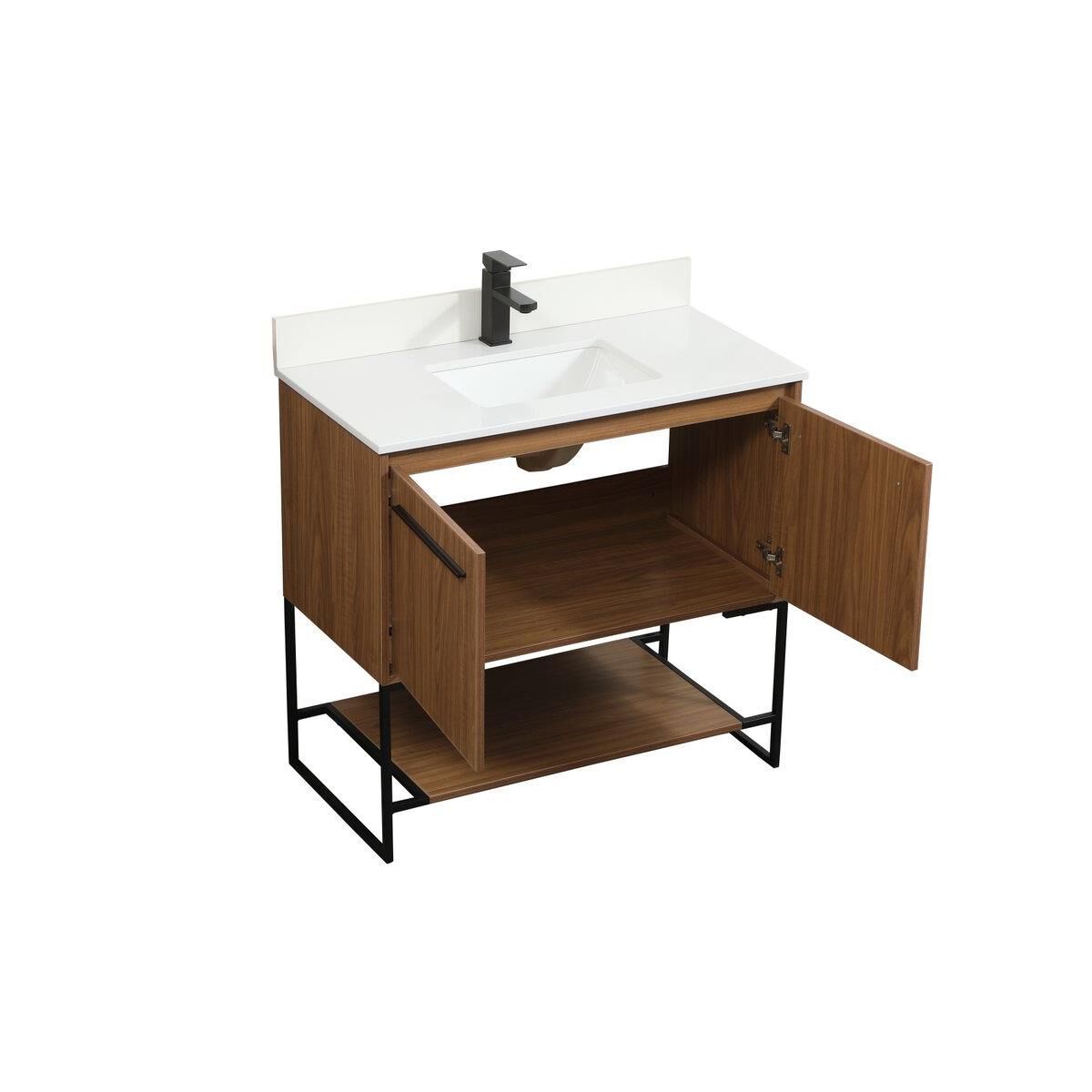 Shown in Walnut Brown finish and With Backsplash accent