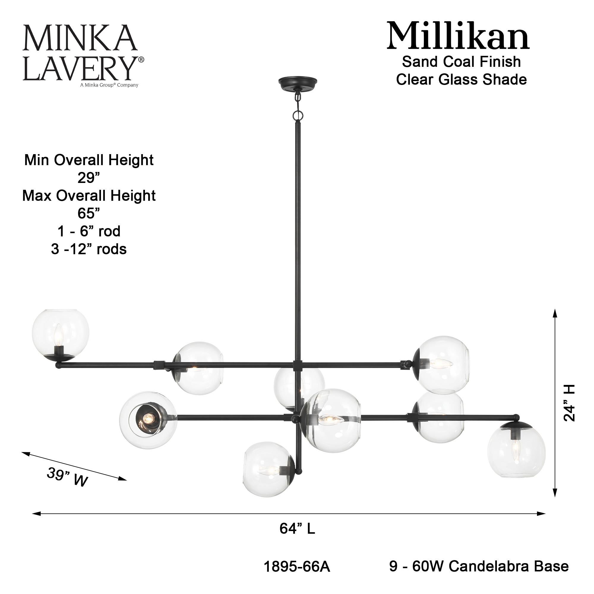 Millikan 64 Inch Linear Suspension Light by Minka Lavery