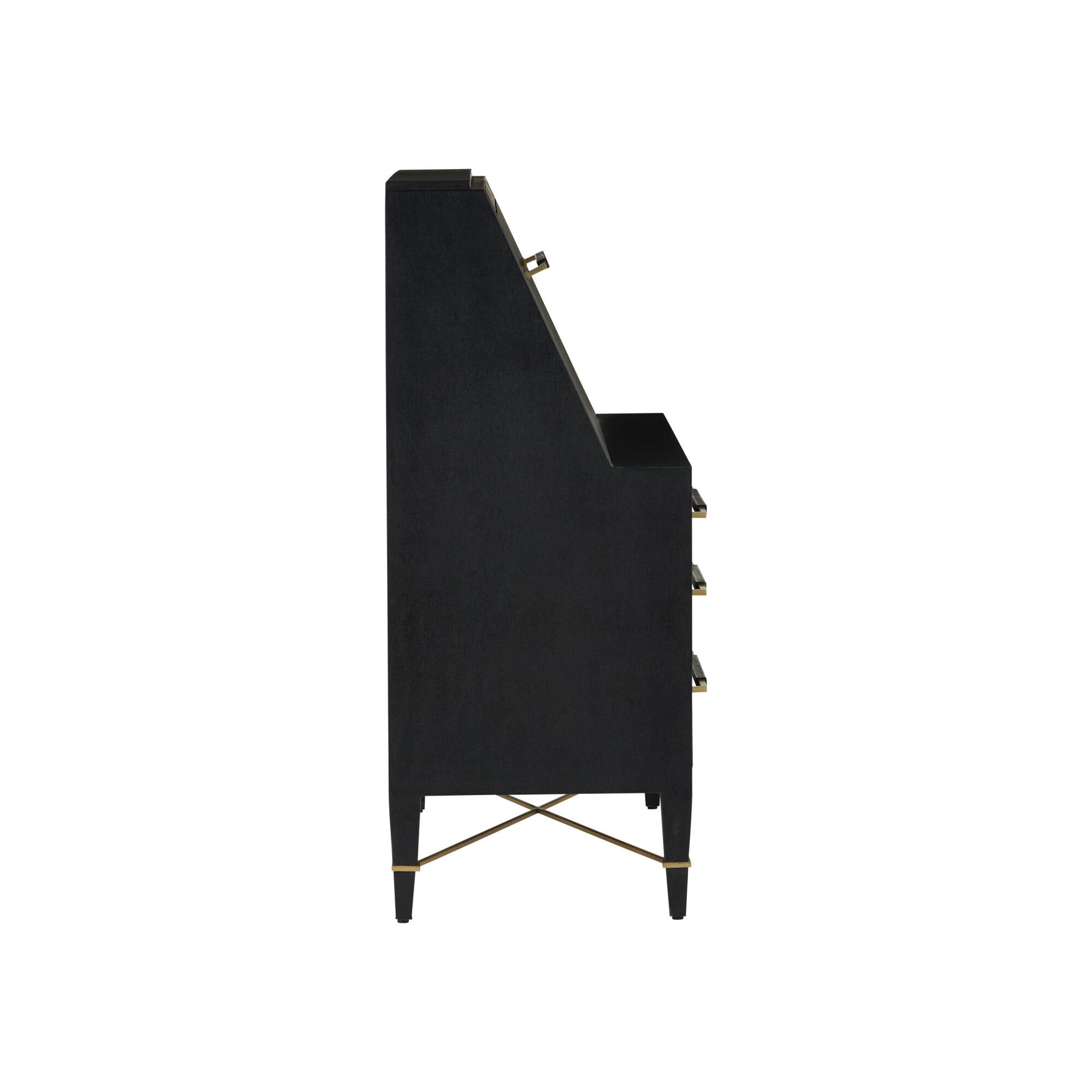 Shown in Lacquered Black Linen, Champagne and Black finish