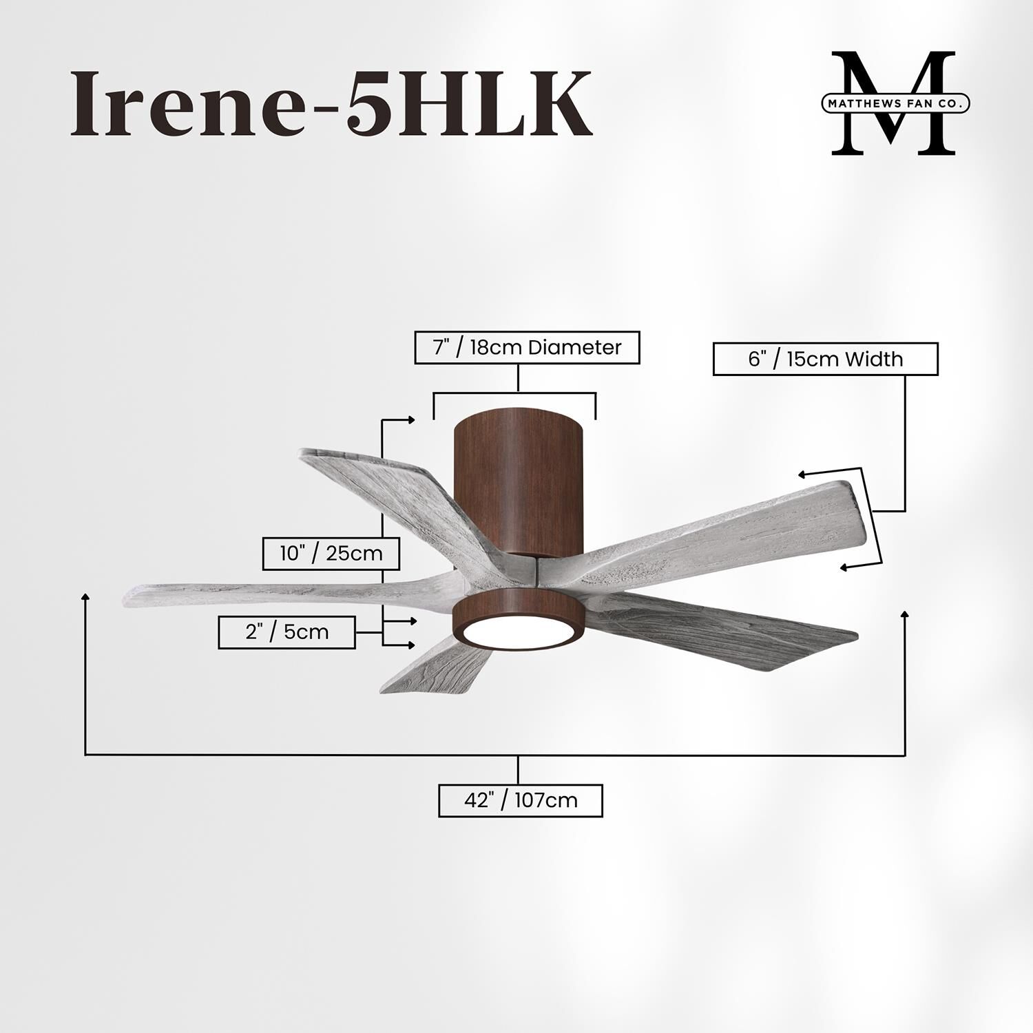 Irene 42 Inch Flush Mount Fan with Light Kit by Matthews Fan Company