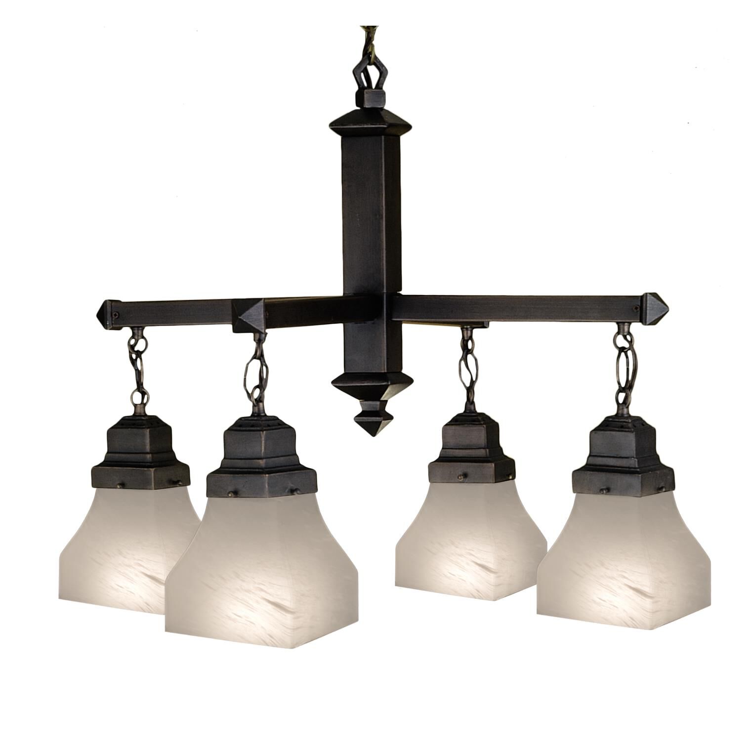 Shown in French Bronzed Finish finish and White Alabaster Swirl glass