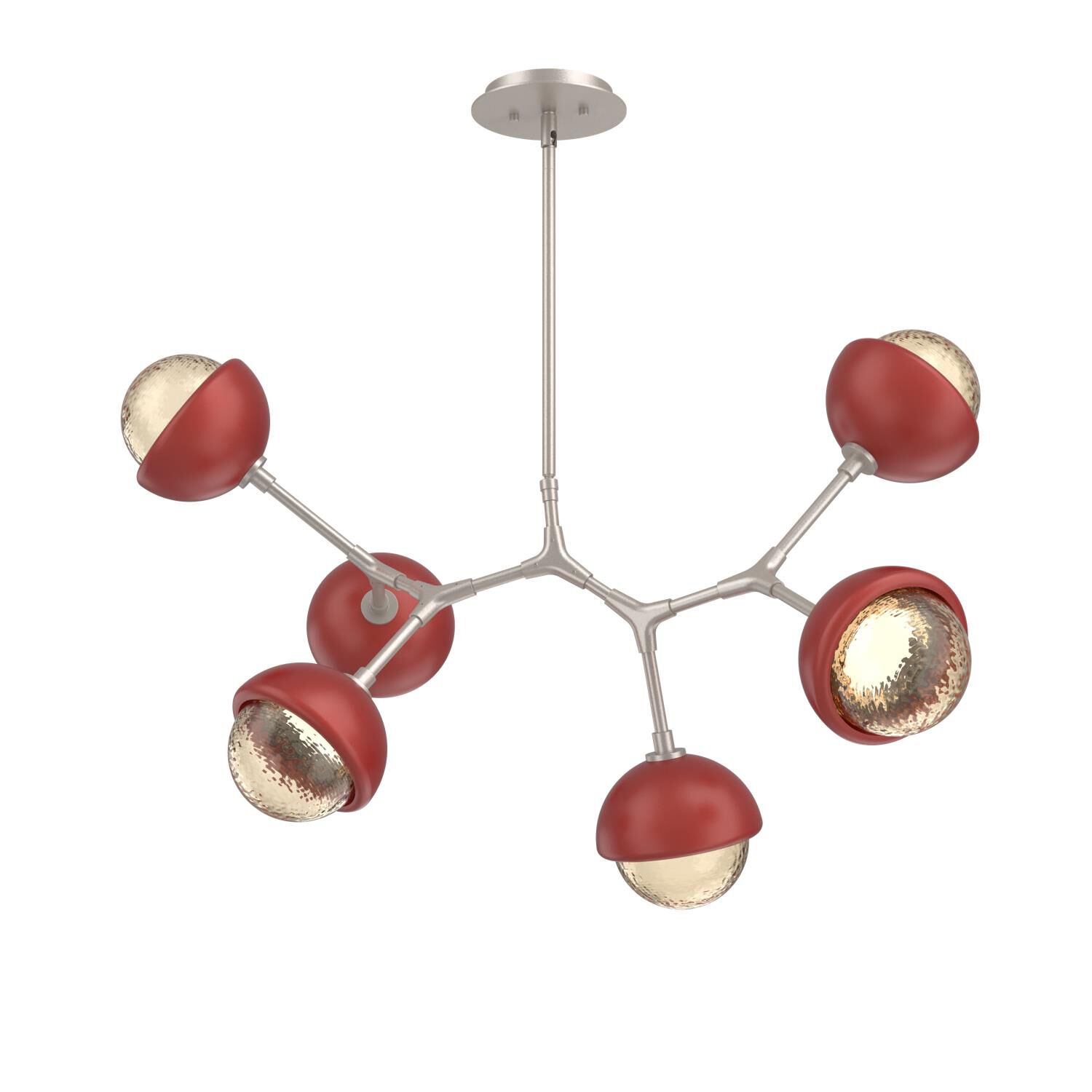 Shown in Beige Silver finish and Amber glass and Cinnamon Red Accent accent