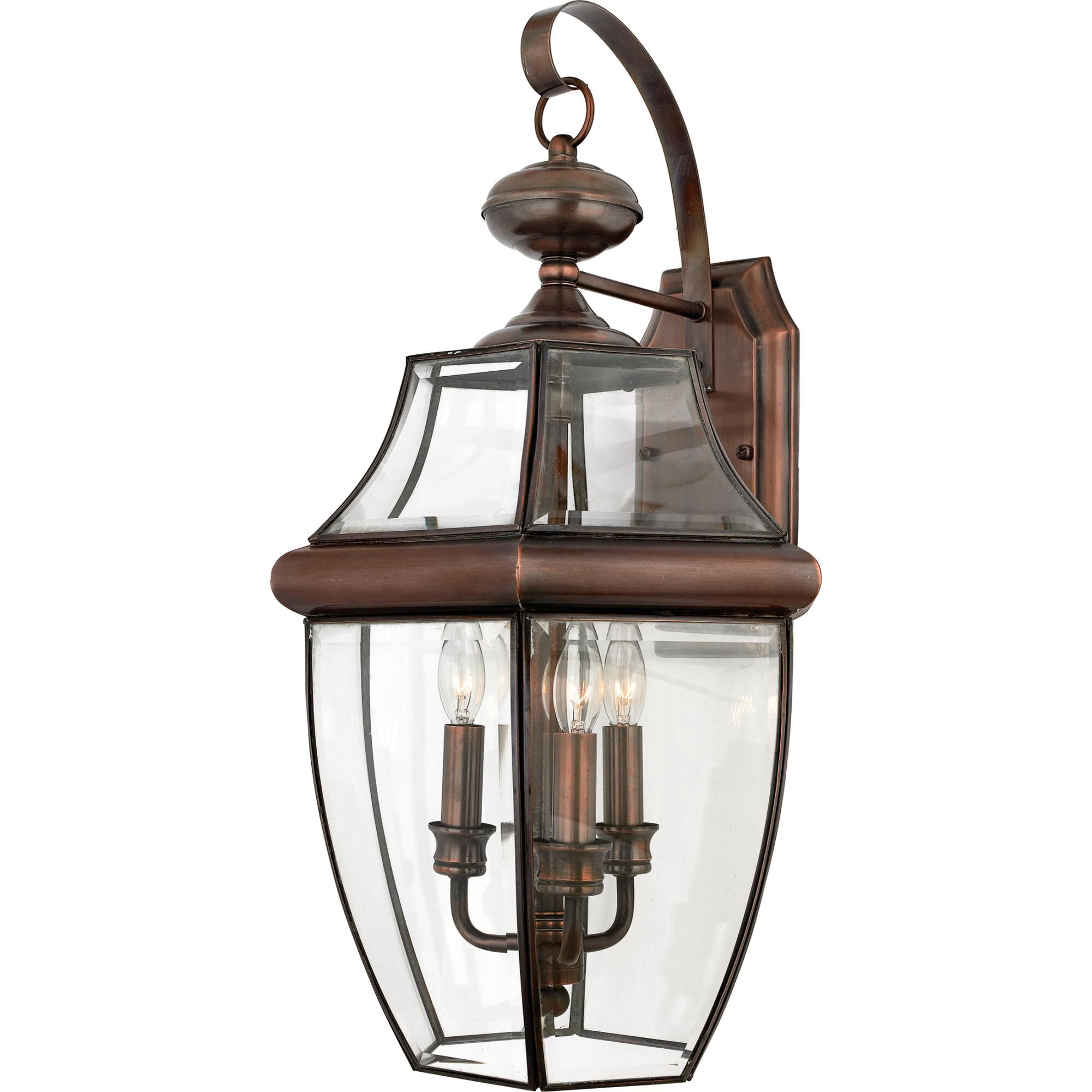 Shown in Aged Copper finish and Clear Beveled glass