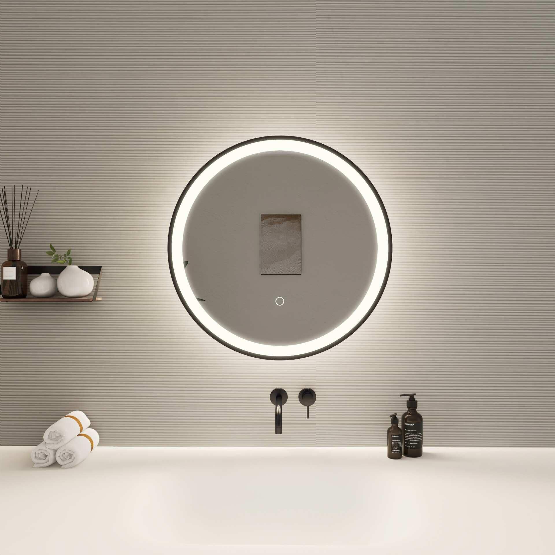 Harmoni 21 Inch Round LED Lighted Mirror by Elegant Decor