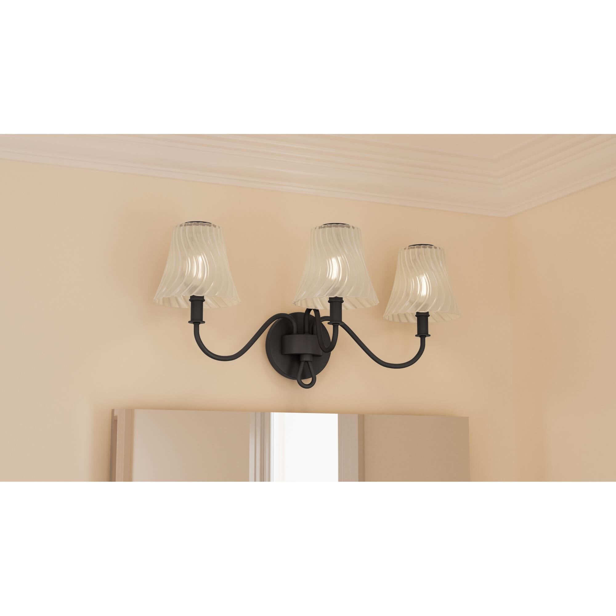 Shown in Matte Black finish and Clear Outside Sandblasted Inside Swirl glass