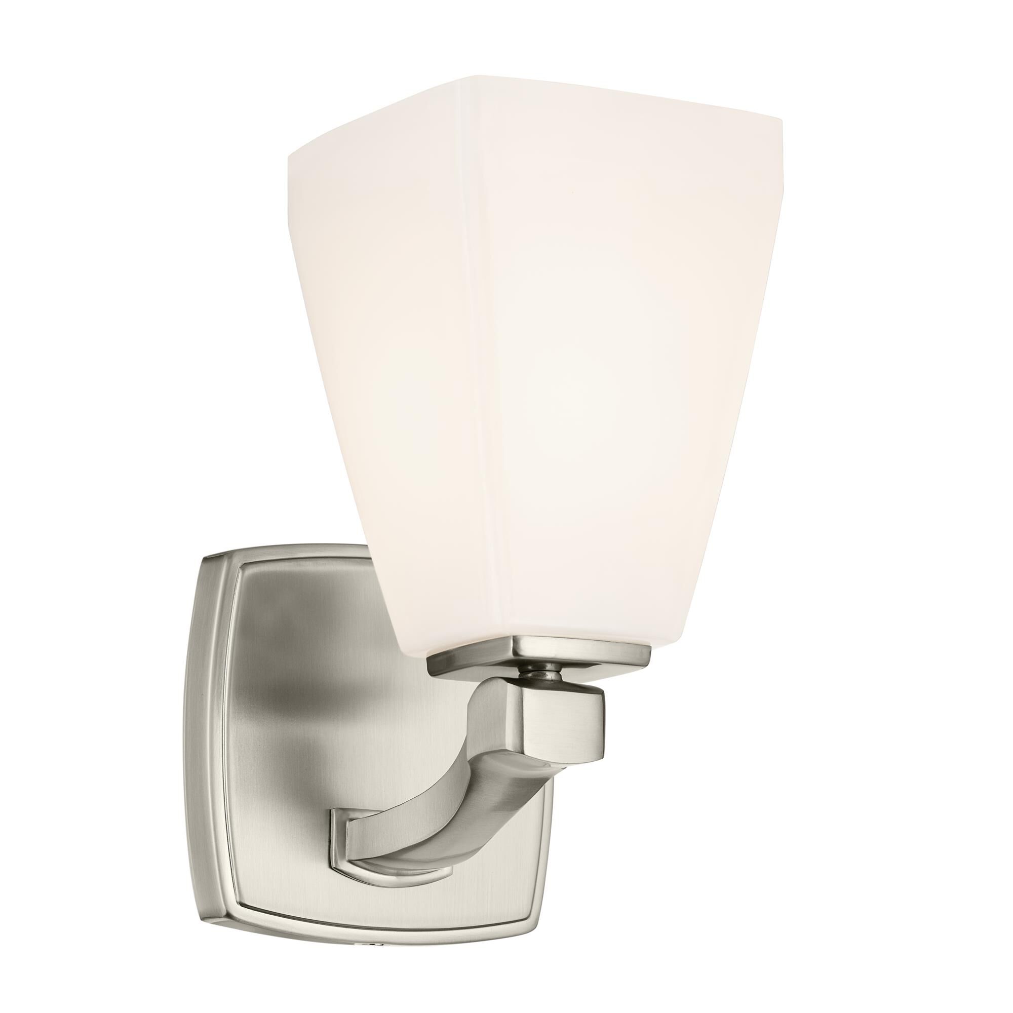 Shown in Brushed Nickel finish and Opal glass