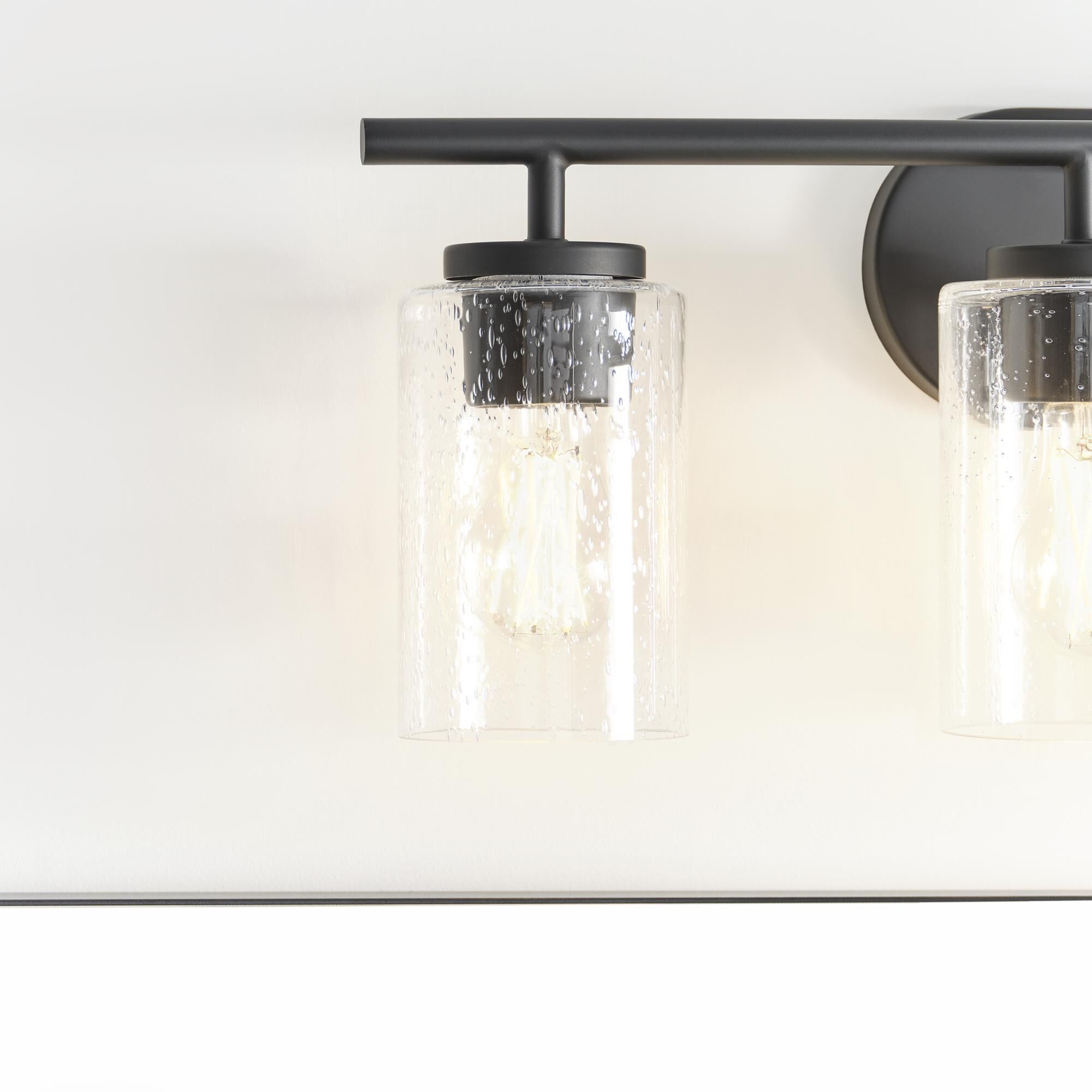 Shown in Midnight Black finish and Clear Seeded glass