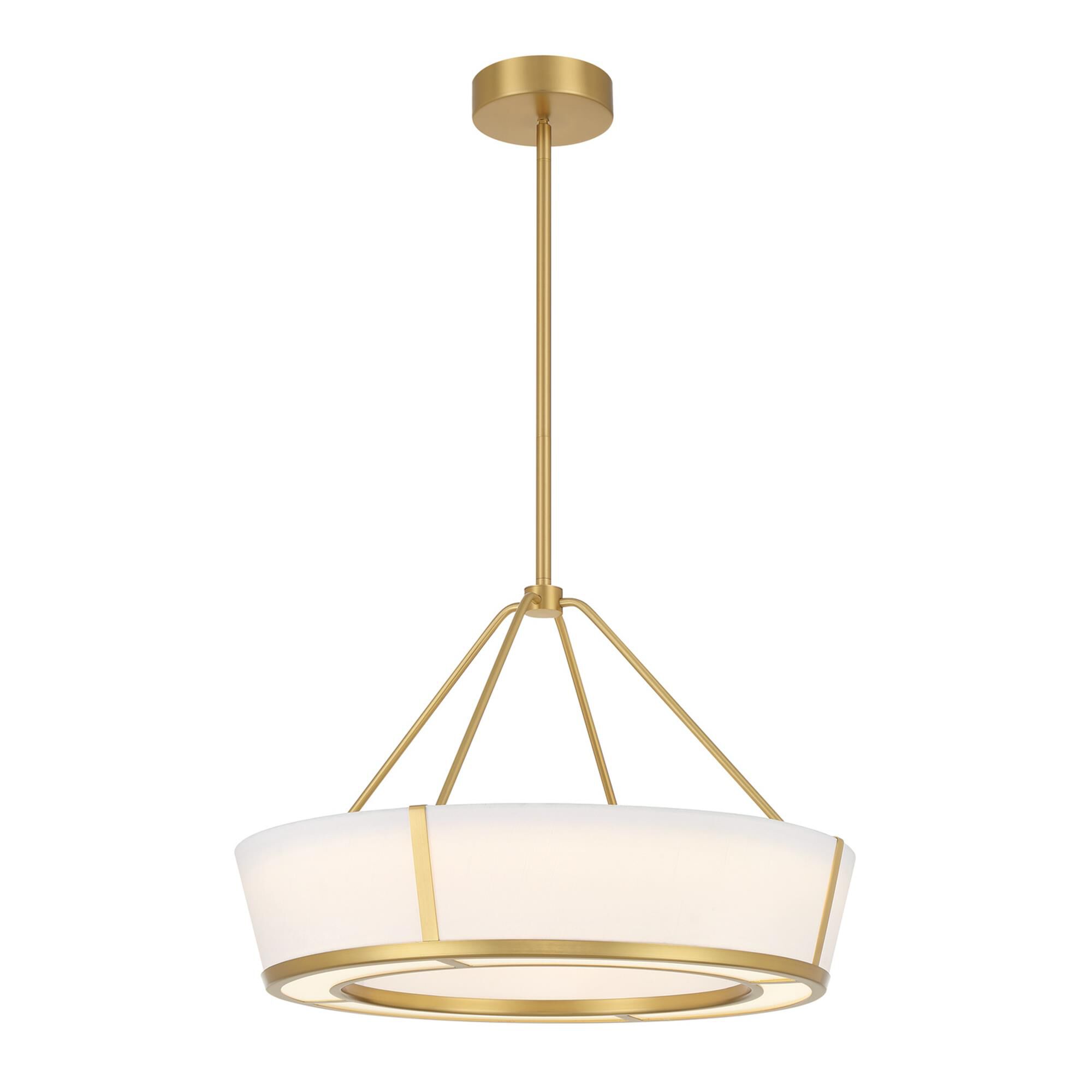 Shown in Luxe Gold finish and Fabric glass and Fabric shade