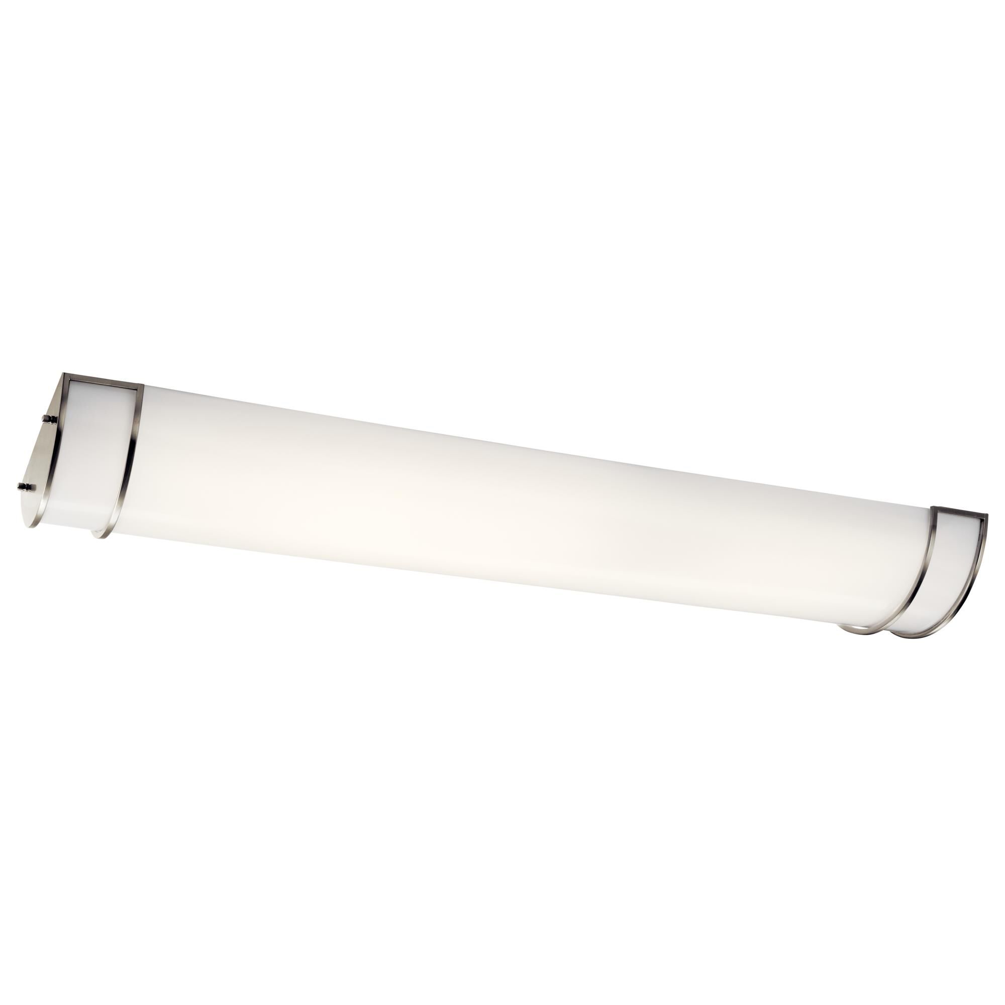 Shown in Brushed Nickel finish and White Acrylic glass