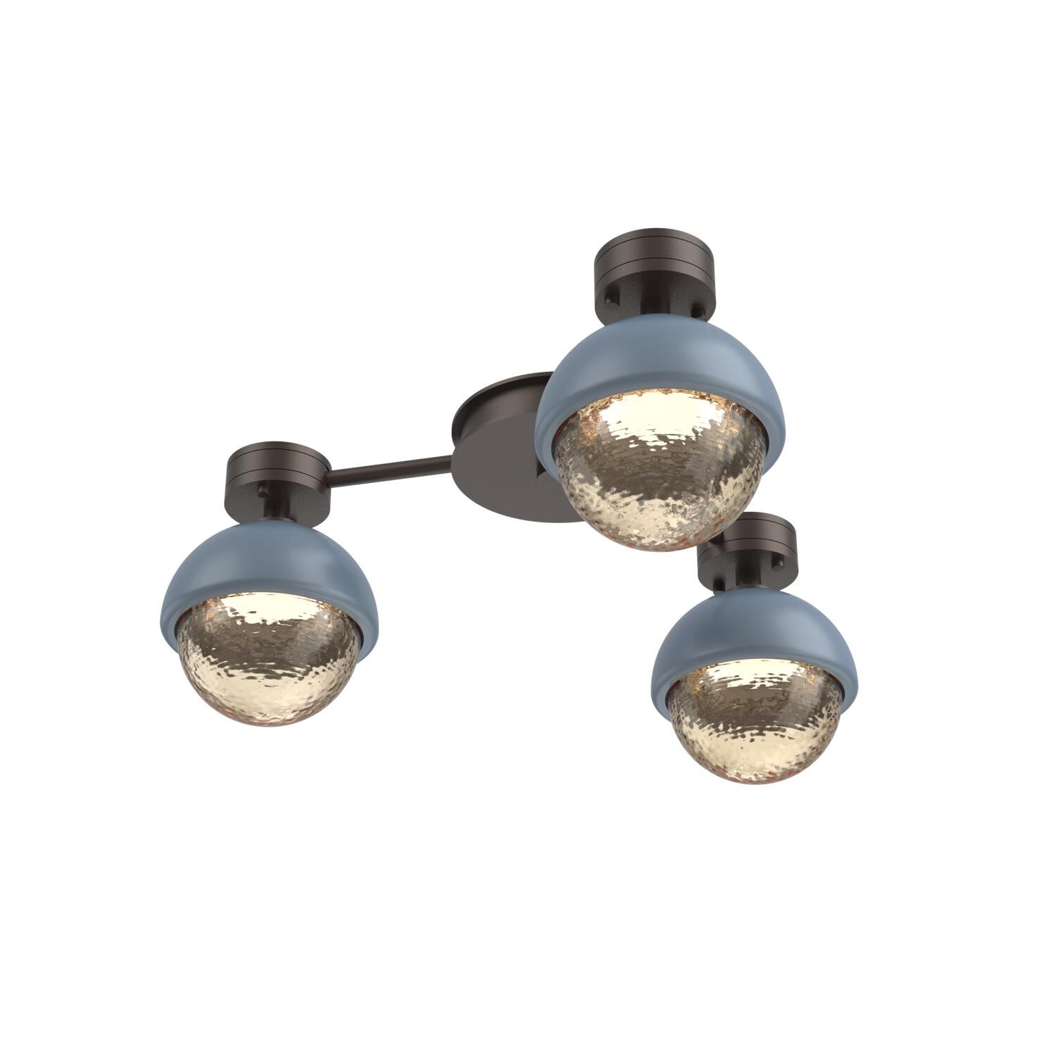 Shown in Flat Bronze finish and Amber glass and Poppy Blue accent