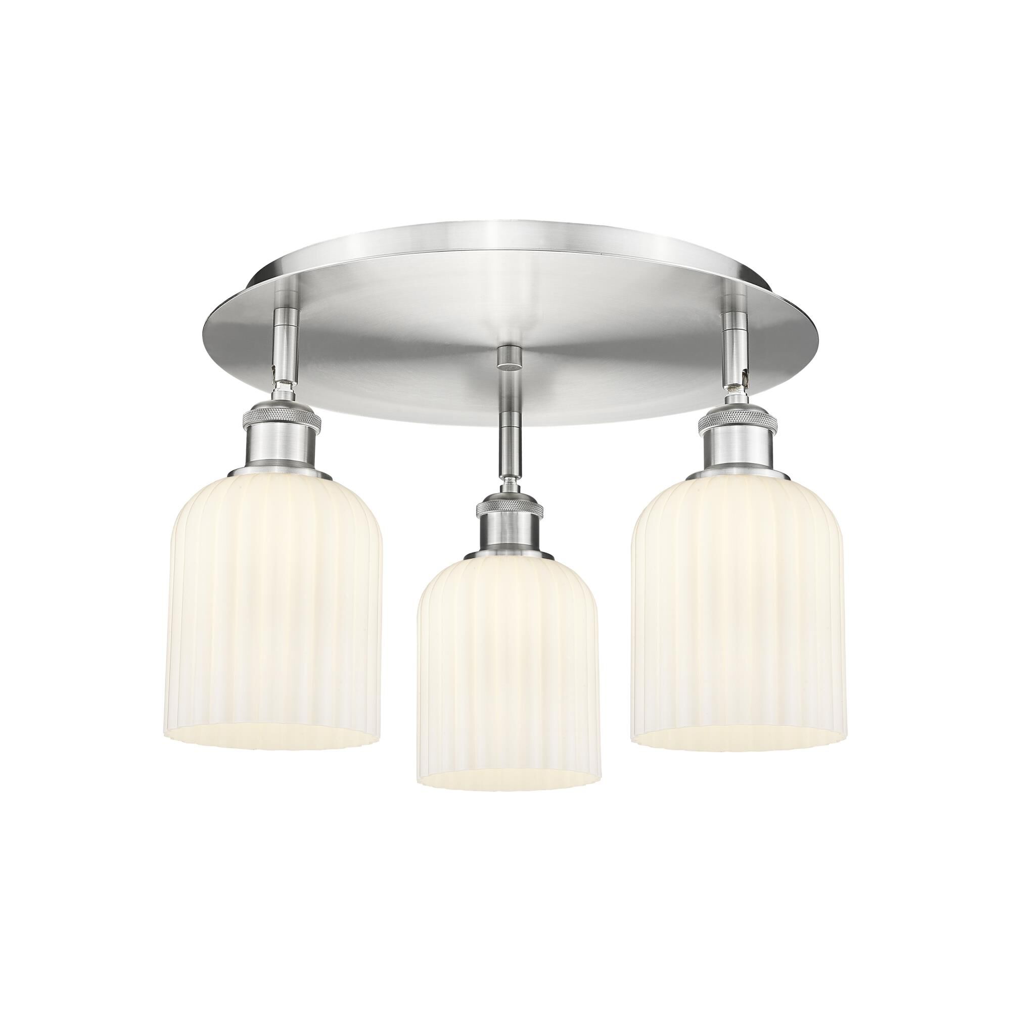 Shown in Satin Nickel finish and Gloss White shade