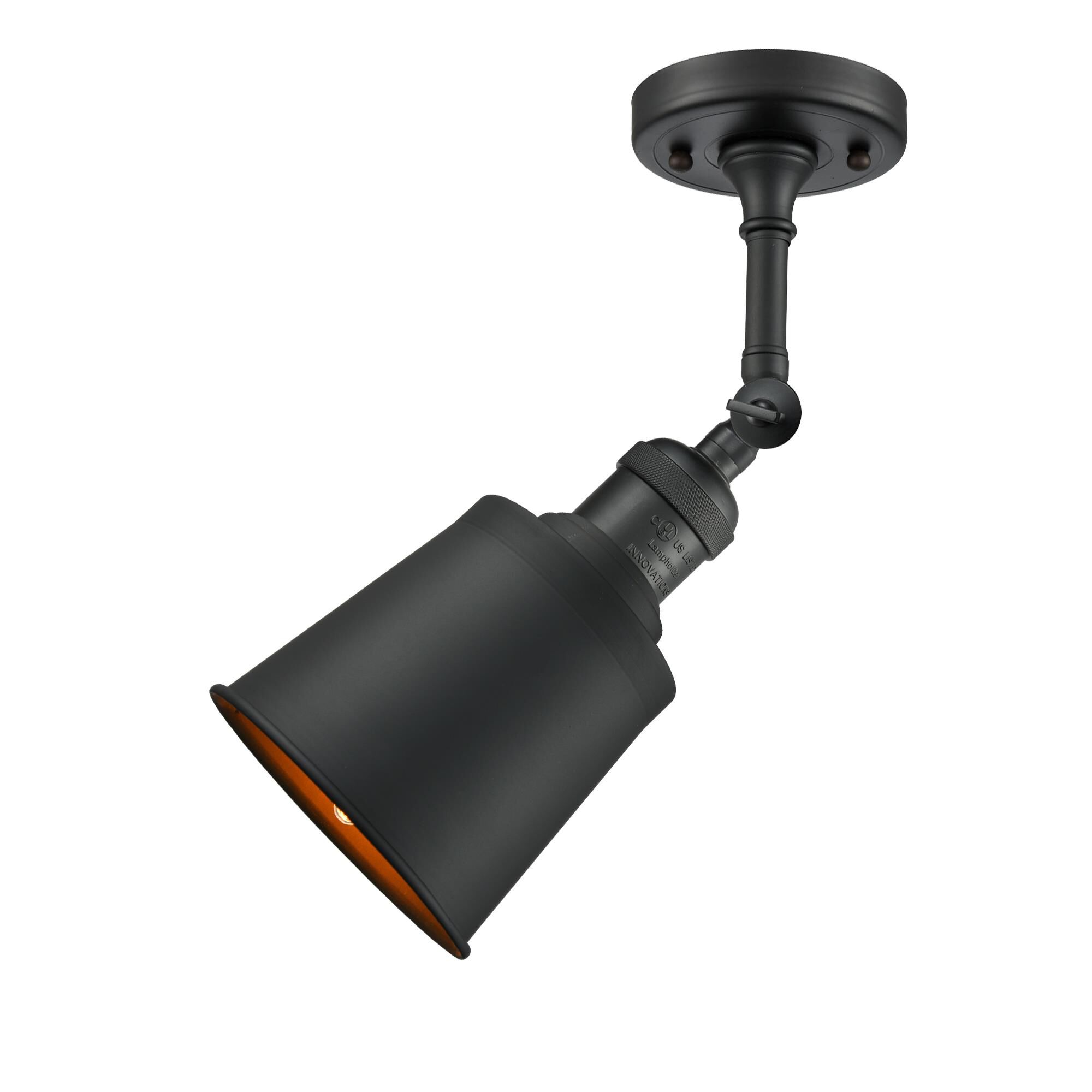 Shown in Matte Black finish and Matte Black shade