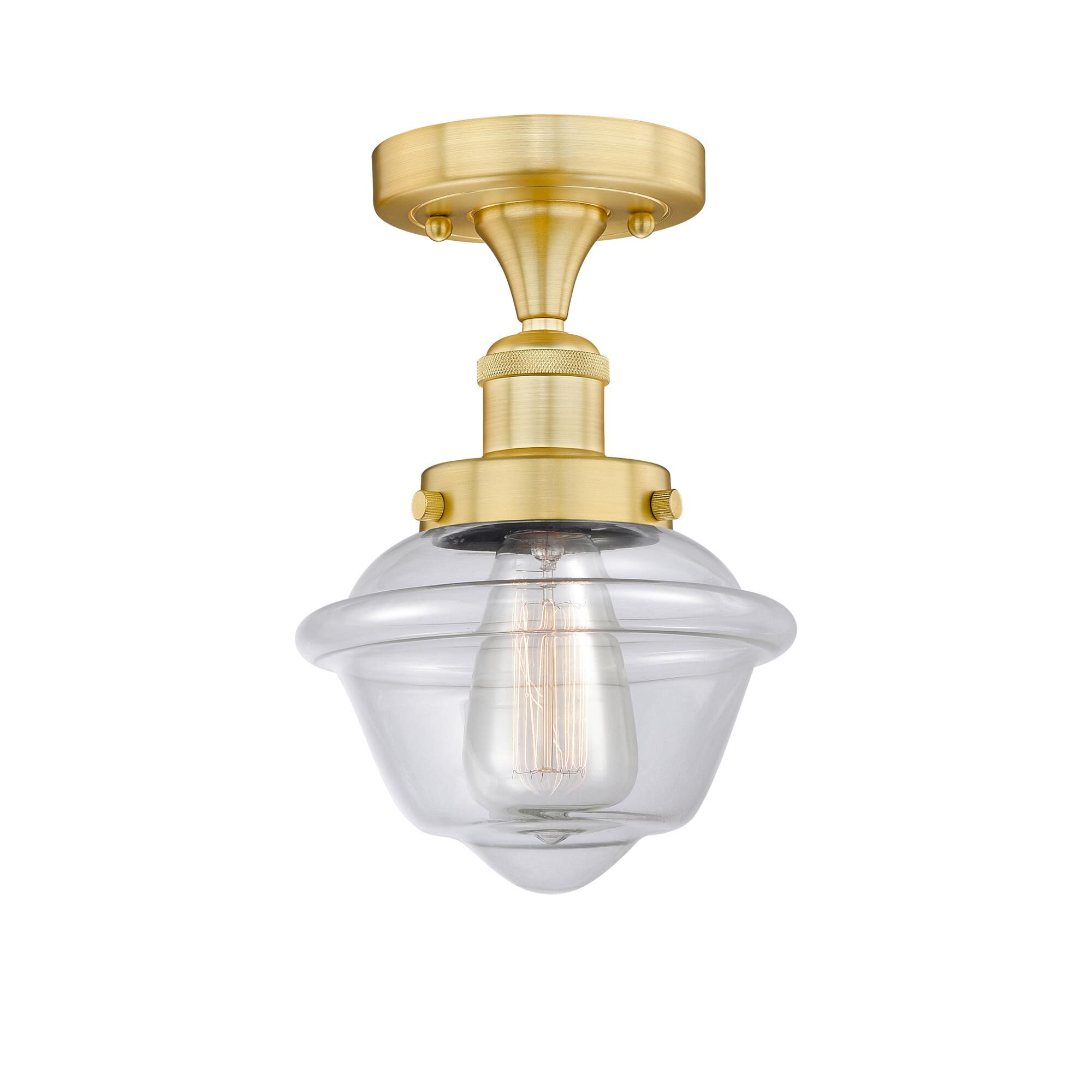 Shown in Satin Gold finish and Clear glass