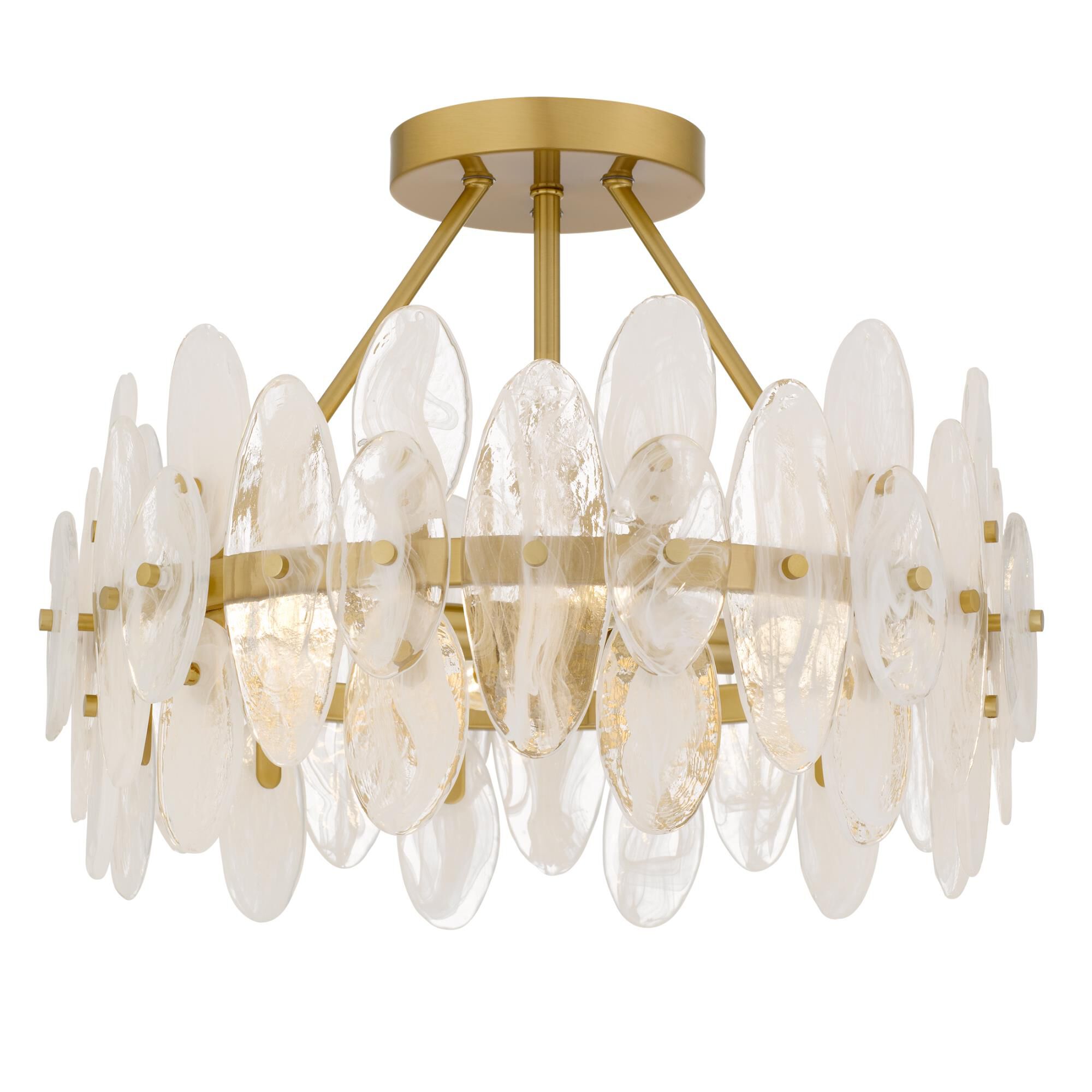 Shown in Brushed Gold finish and Glass shade