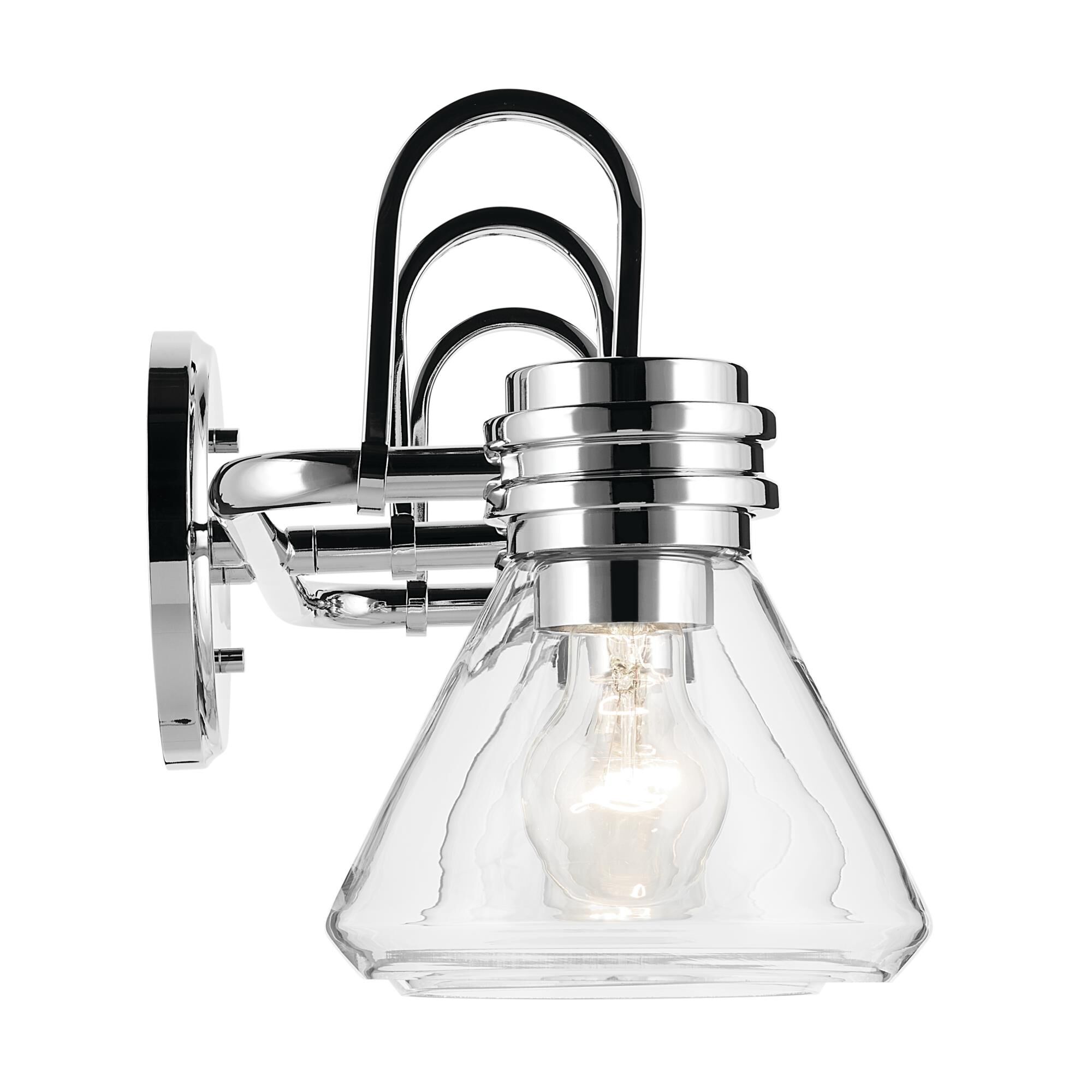 Shown in Chrome finish and Clear glass