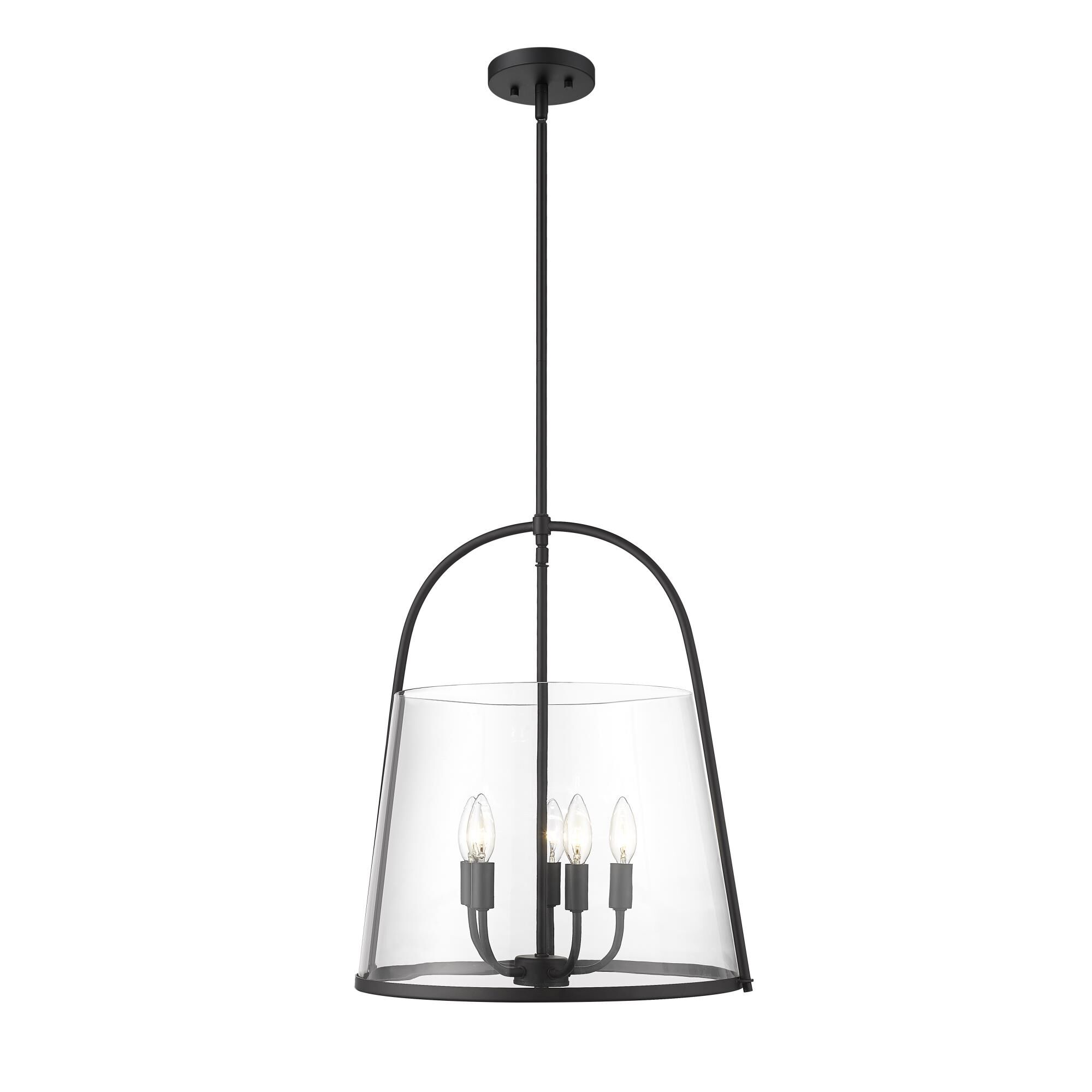 Shown in Matte Black finish and Clear glass